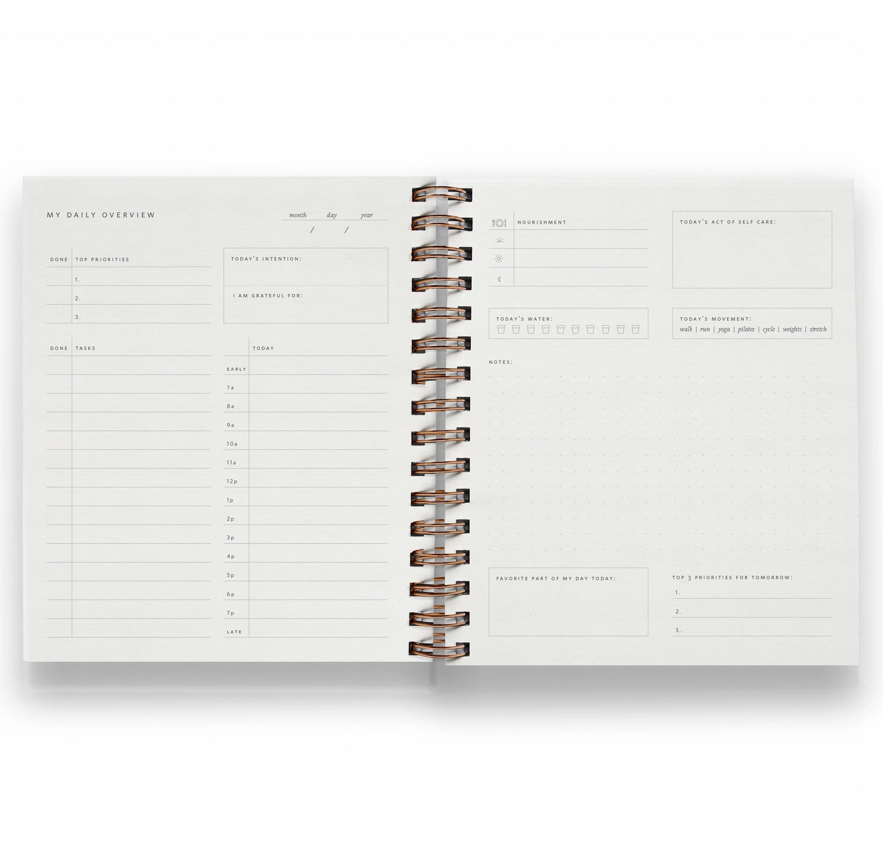 Daily Overview Planner Undated - 6 Colors