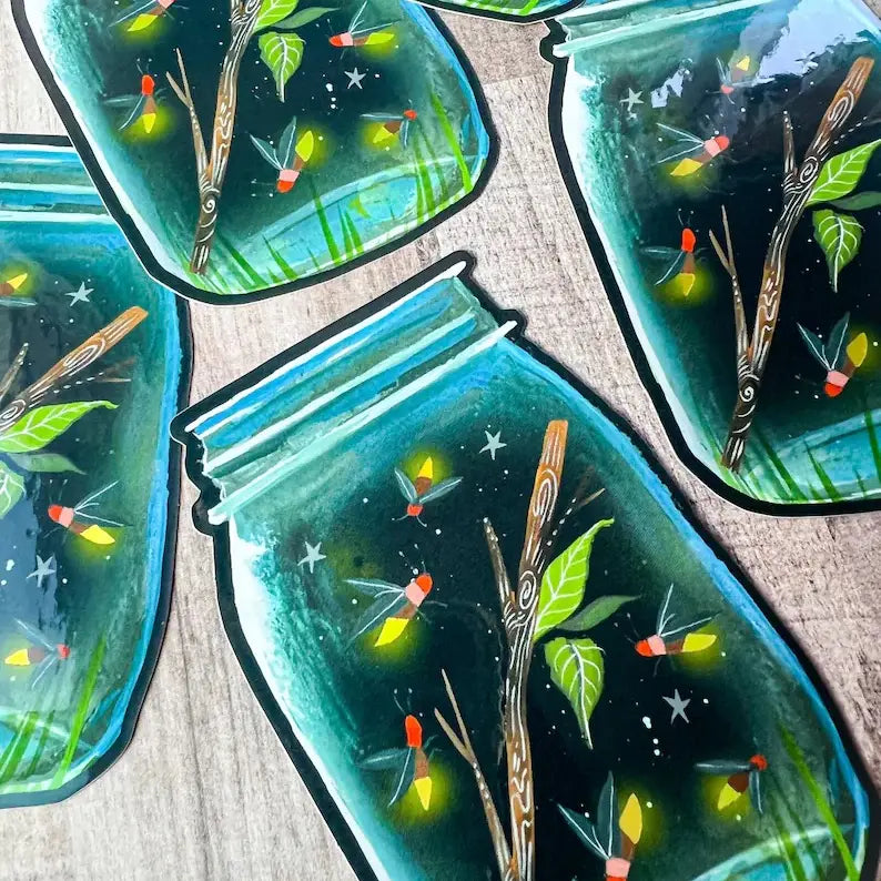 Holographic Firefly Jar Sticker