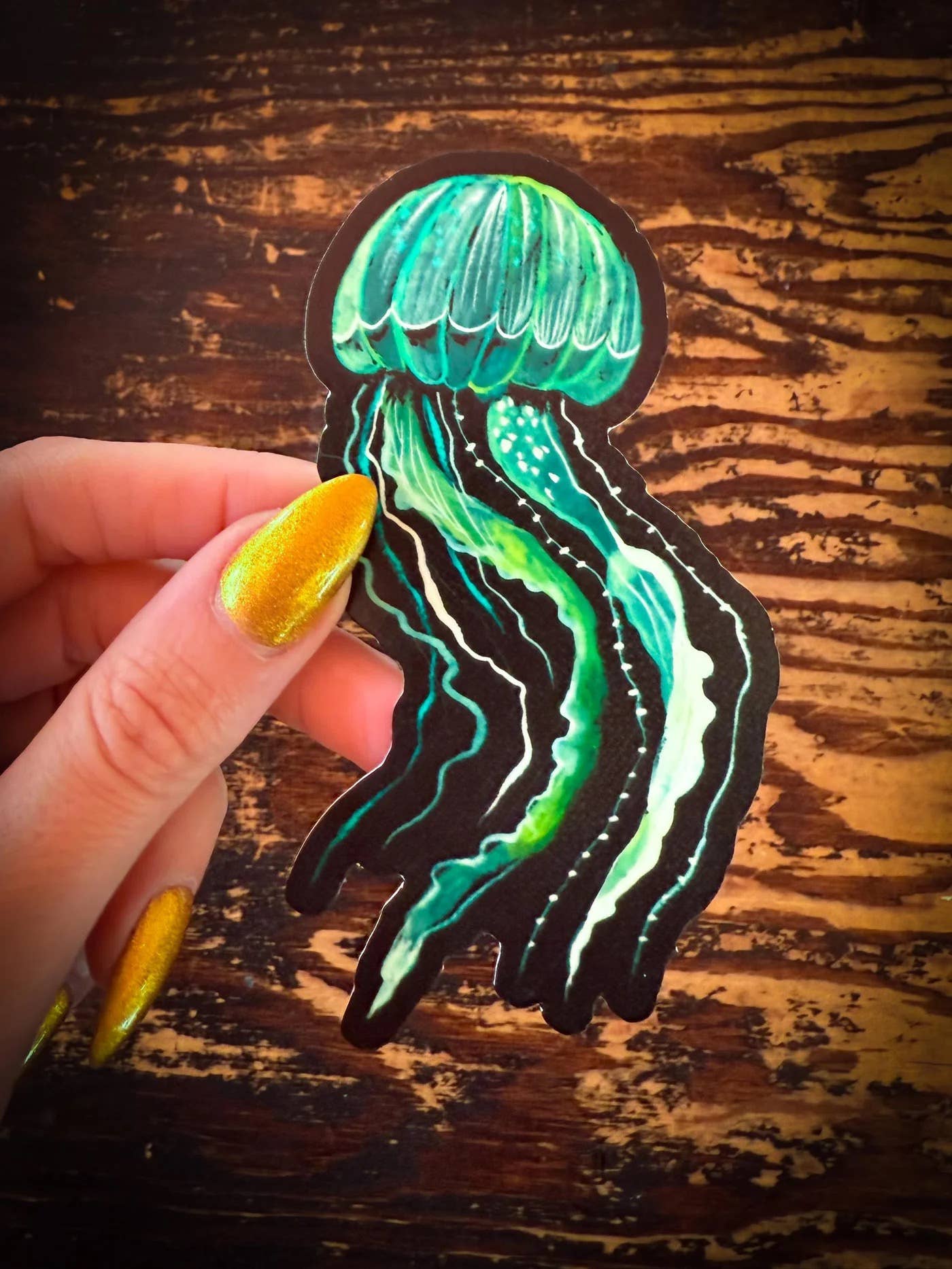 Bioluminescent Jellyfish Glow-in-the-Dark Sticker