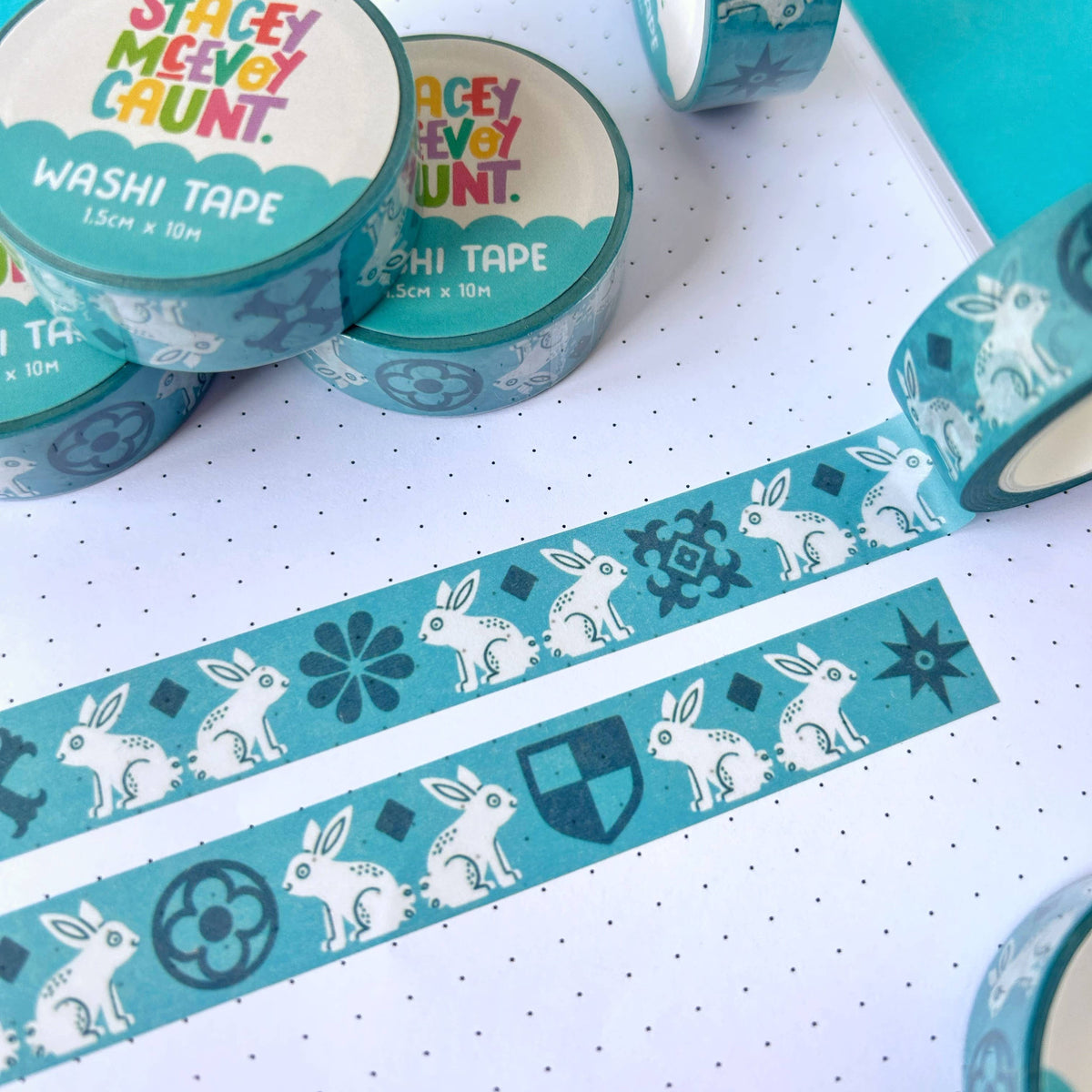 Blue Medieval Bunny Washi Tape