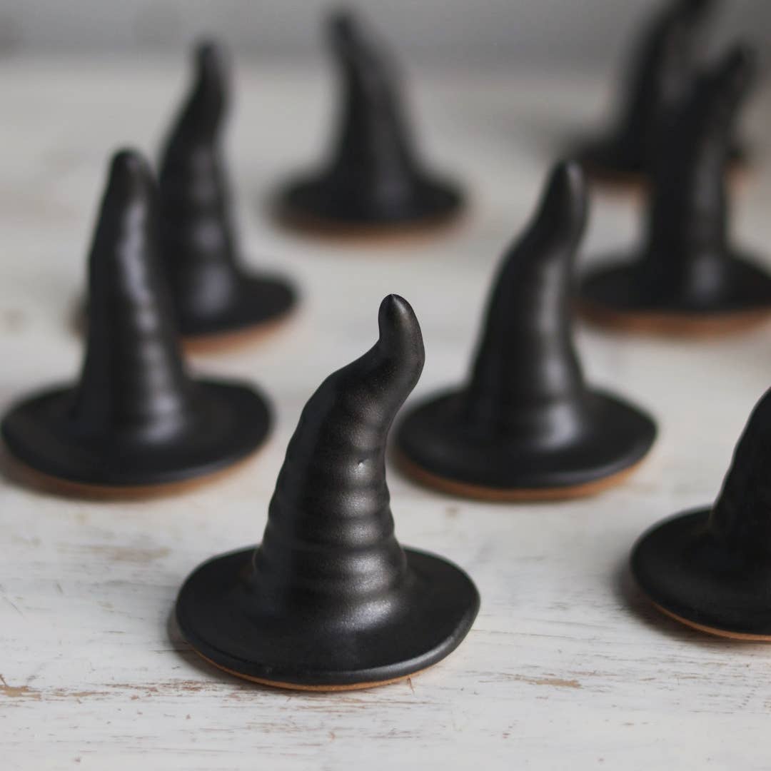 Black Witch's Hat Handmade Ceramic Ring Holder