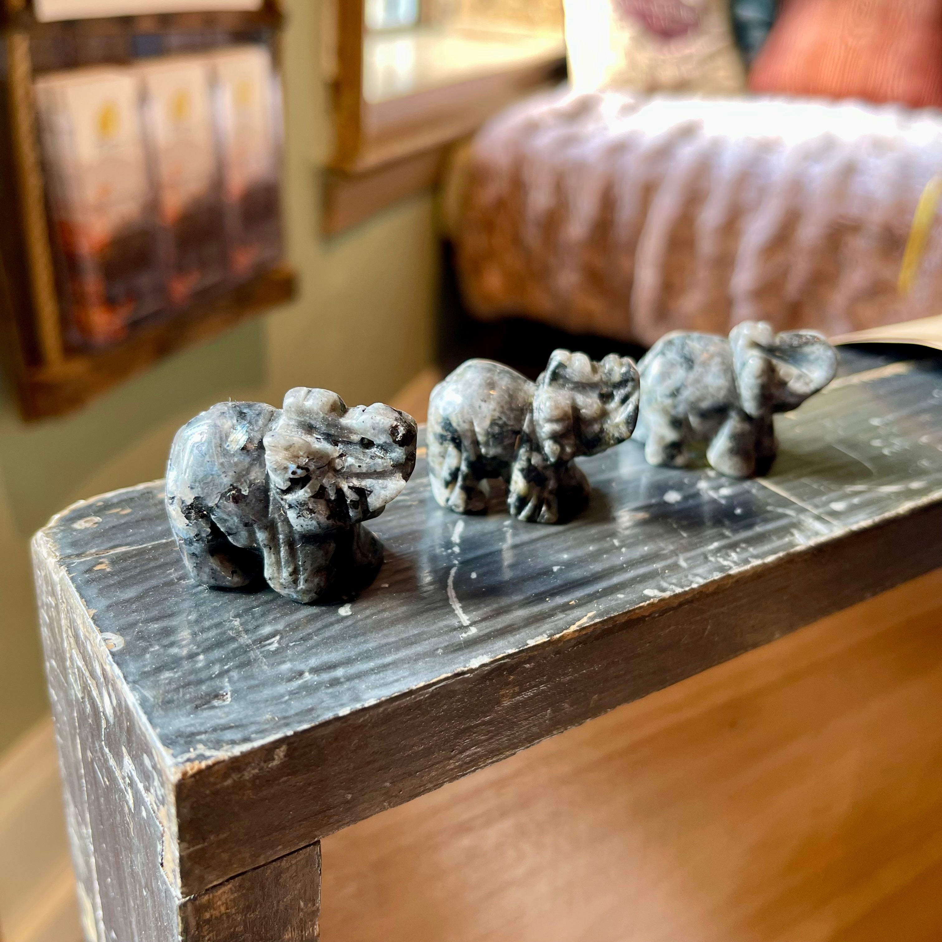 Larvikite - Elephant Carving