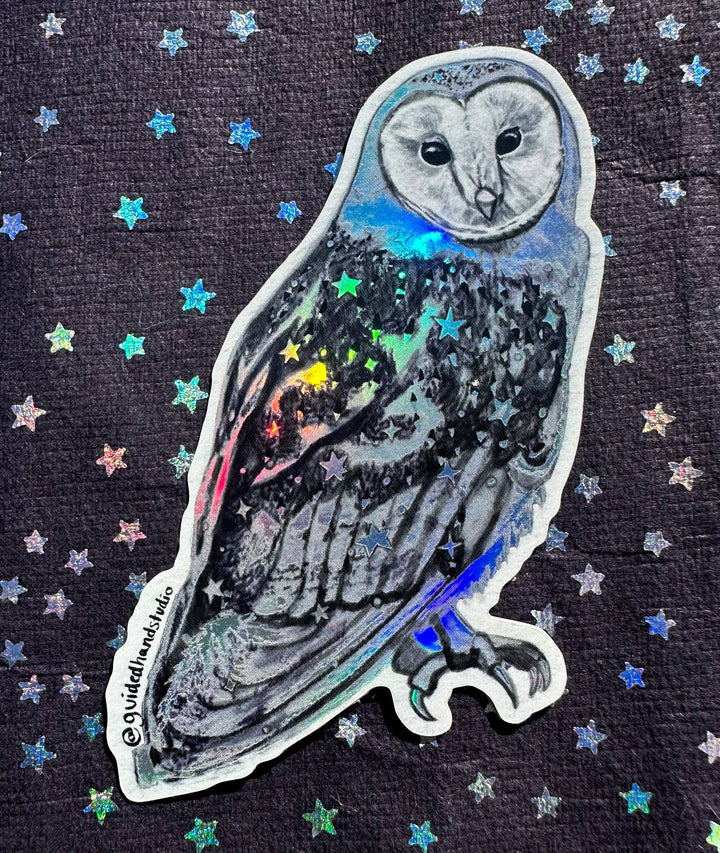 Holographic Barn Owl Sticker