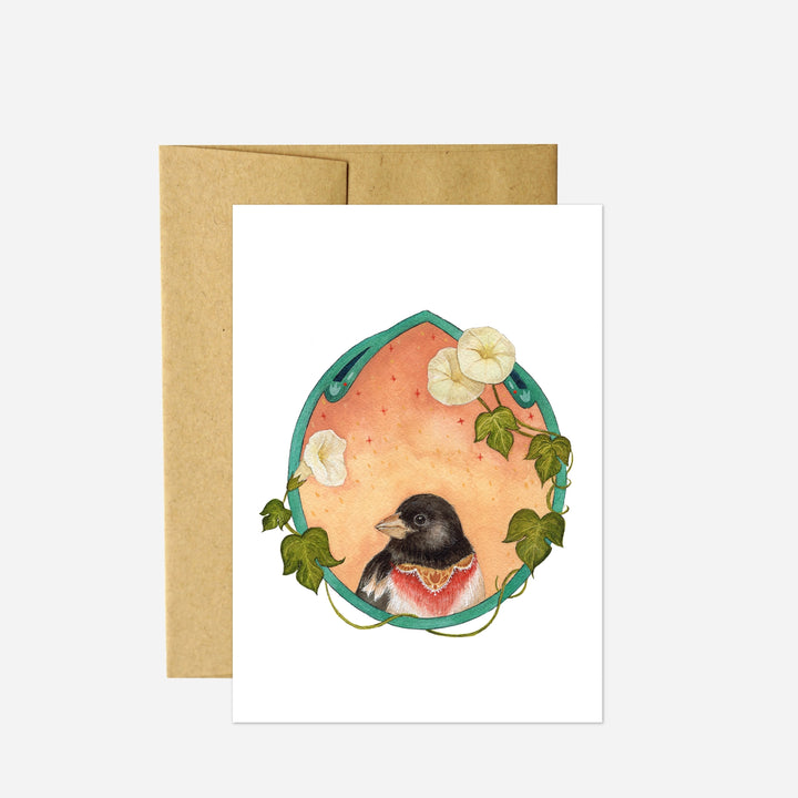 Grosbeak of Morning Glories Card