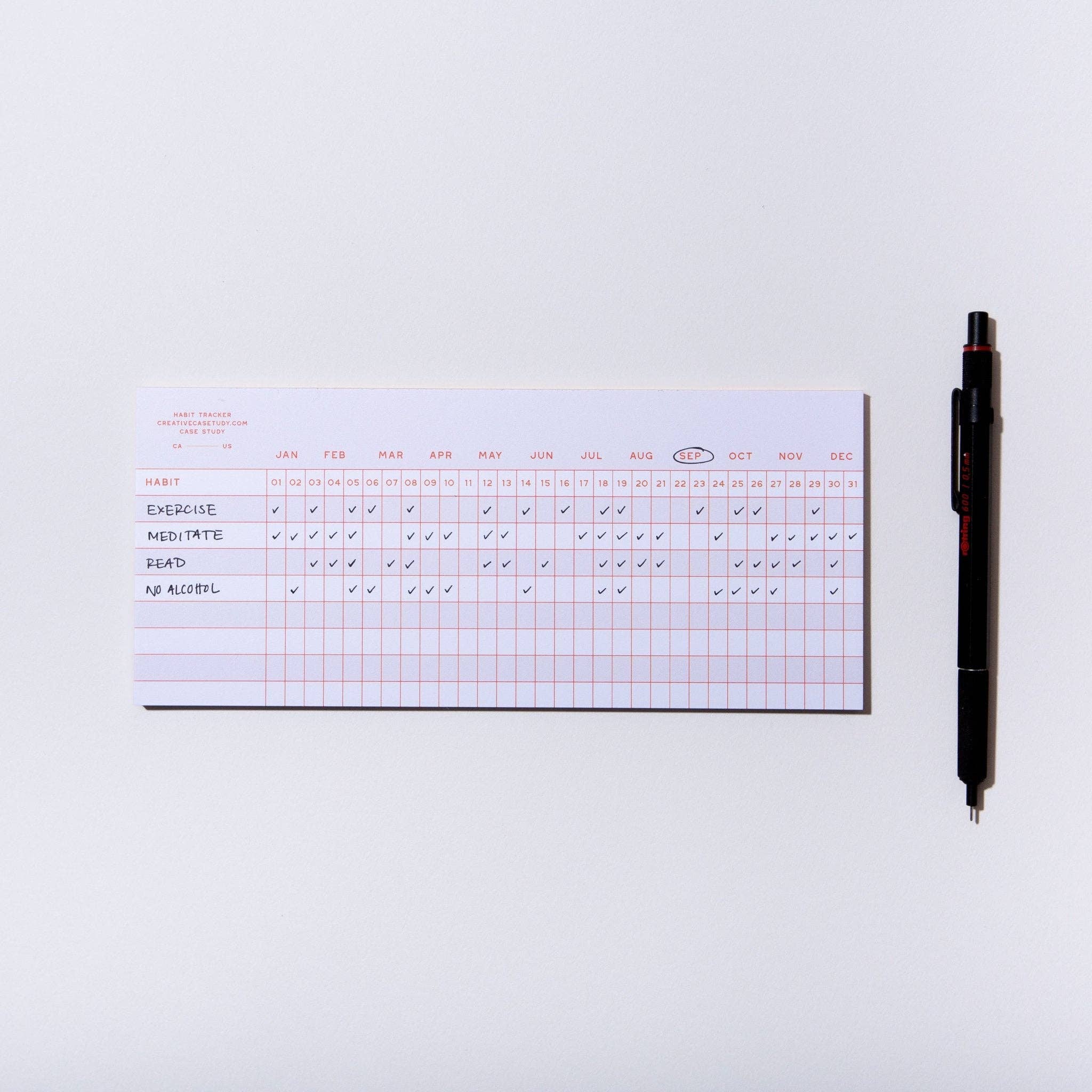 Utilitarian Habit Tracker Notepad