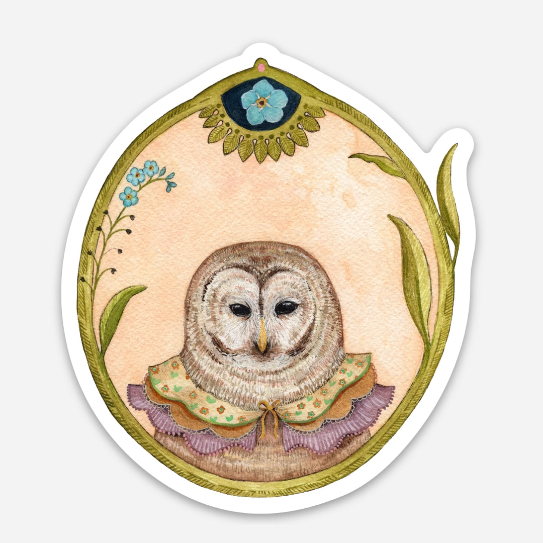 Owl of Forget-Me-Nots Sticker