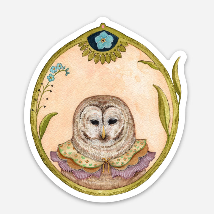 Owl of Forget-Me-Nots Sticker
