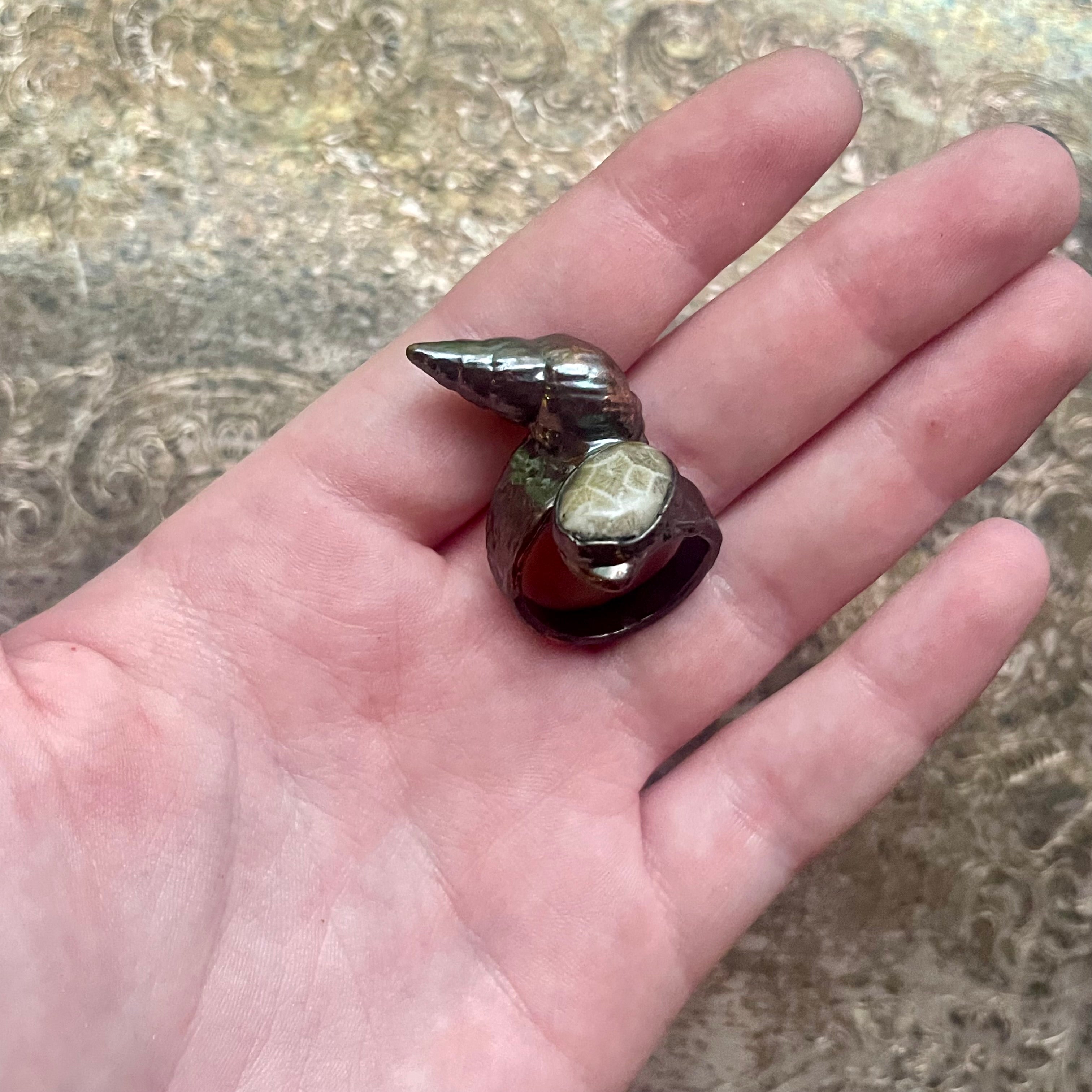 Fossilized Coral and Shell Ring