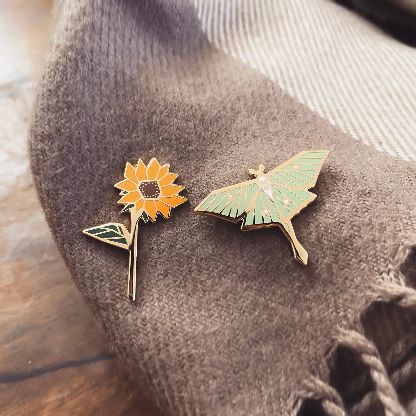Luna Moth Geometric Enamel Pin