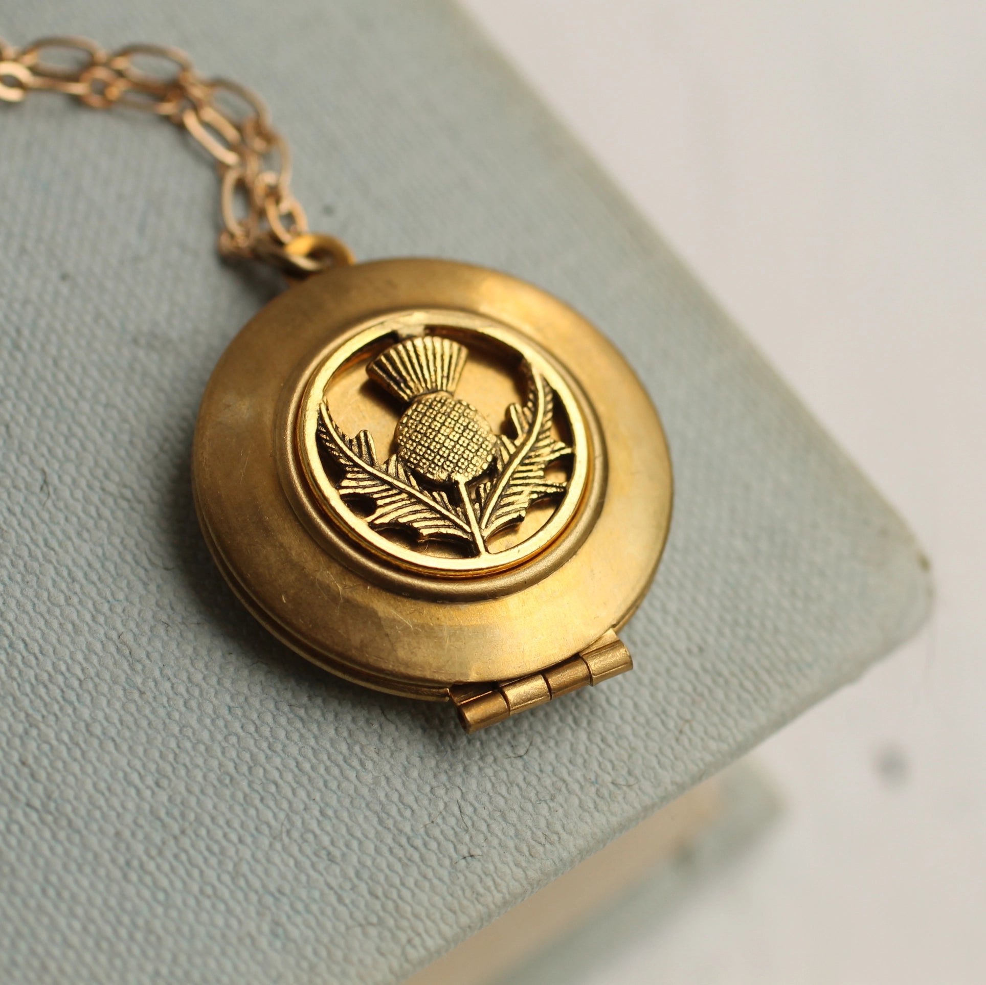 Gold Scottish Thistle Locket