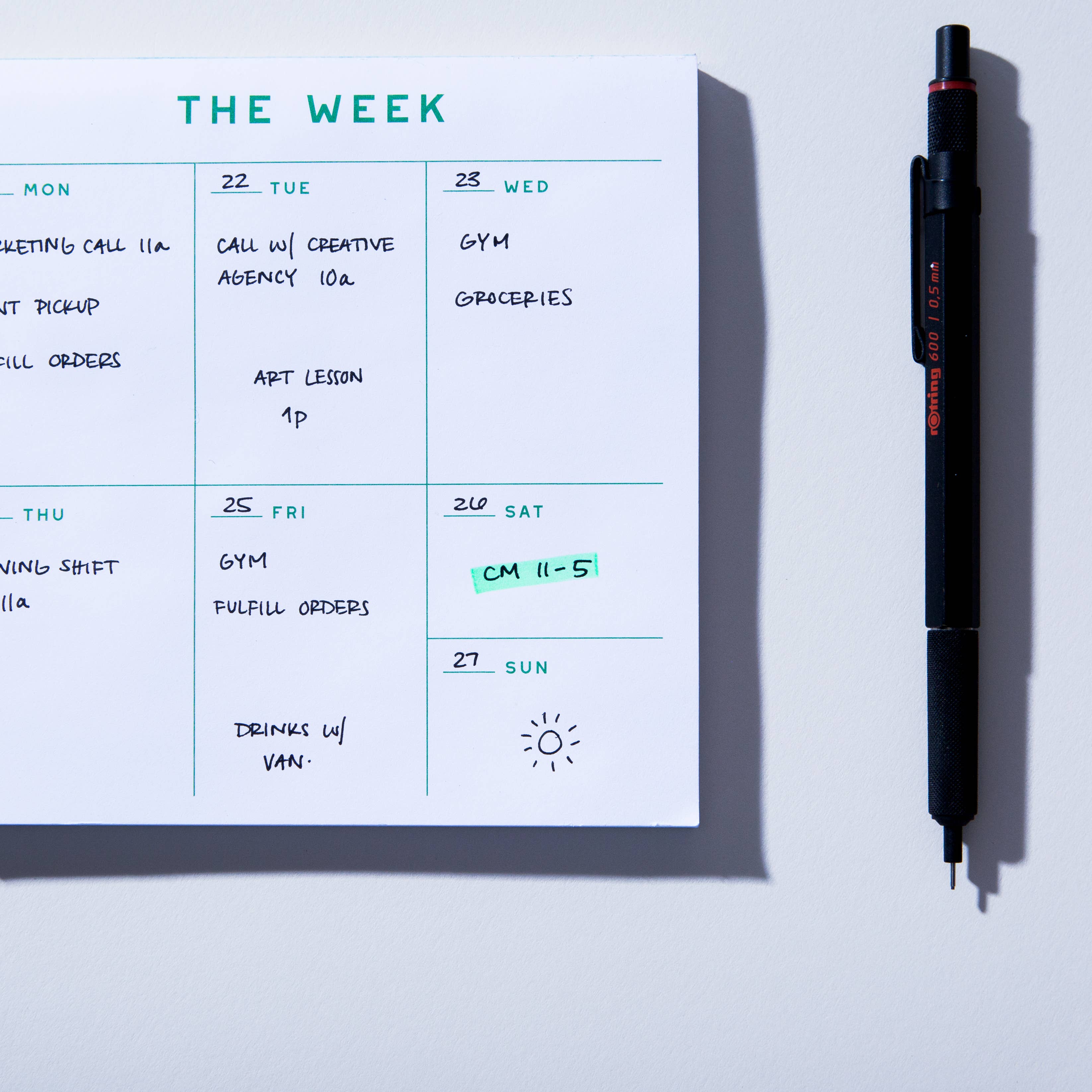 Utilitarian Weekly Planner Notepad - Small