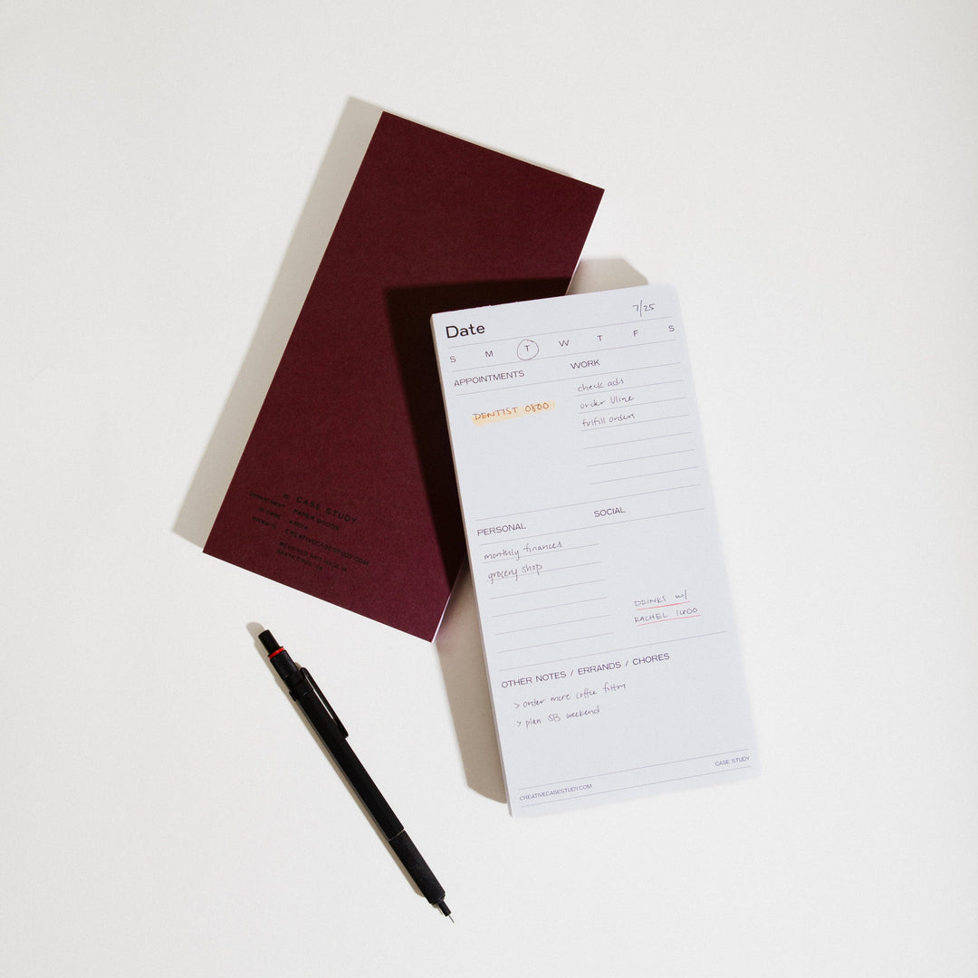 Utilitarian Daily Task Planner Notepad - White/Grey