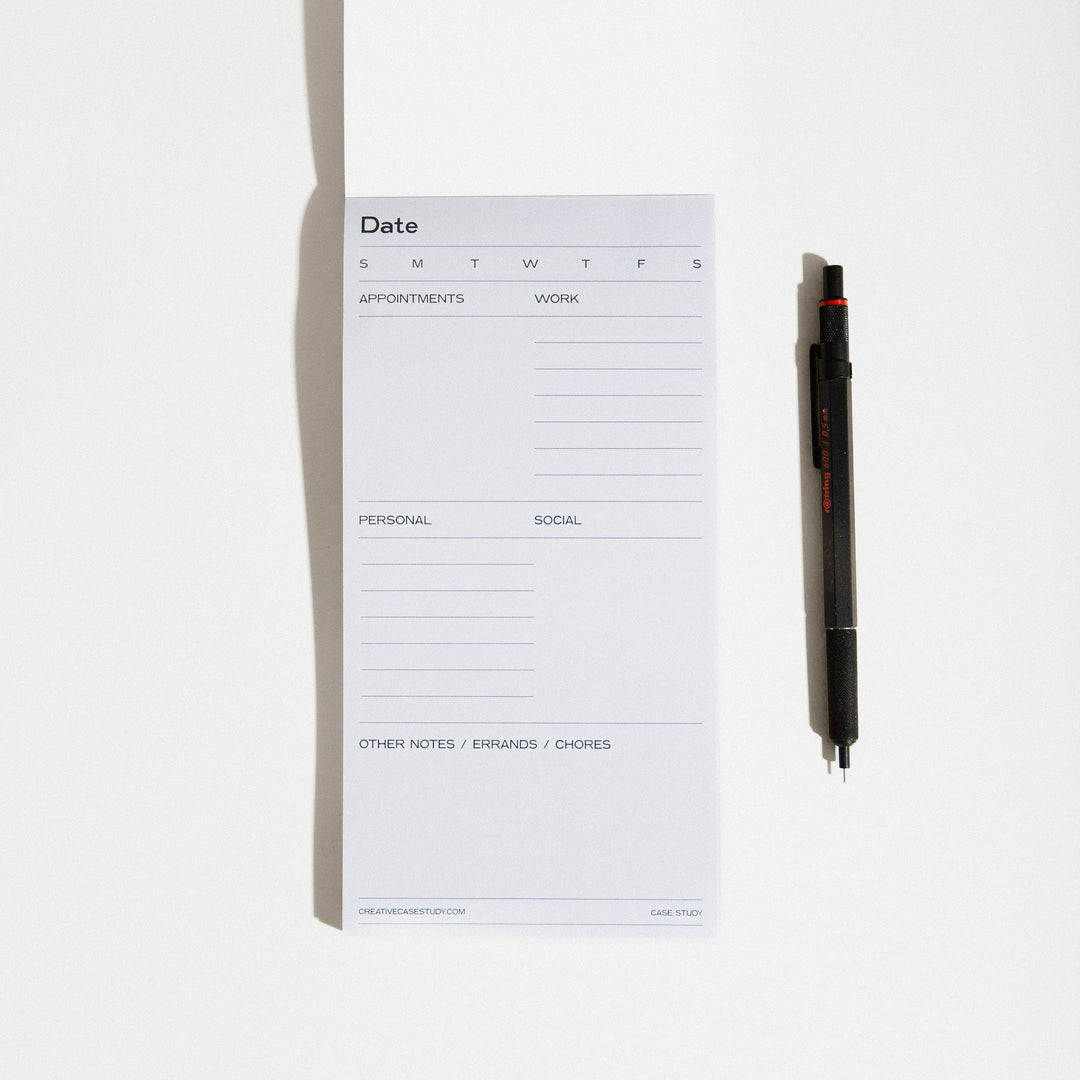 Utilitarian Daily Task Planner Notepad - White/Grey