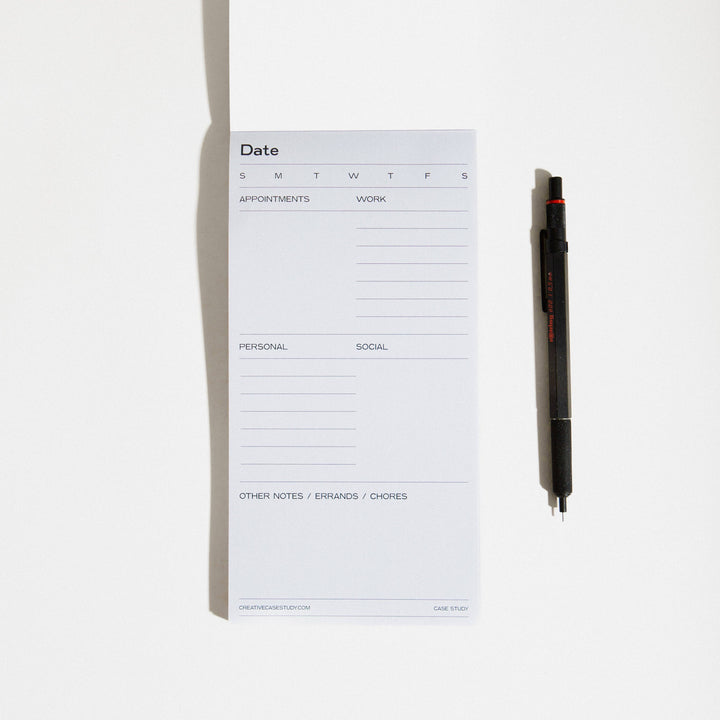 Utilitarian Daily Task Planner Notepad - White/Grey