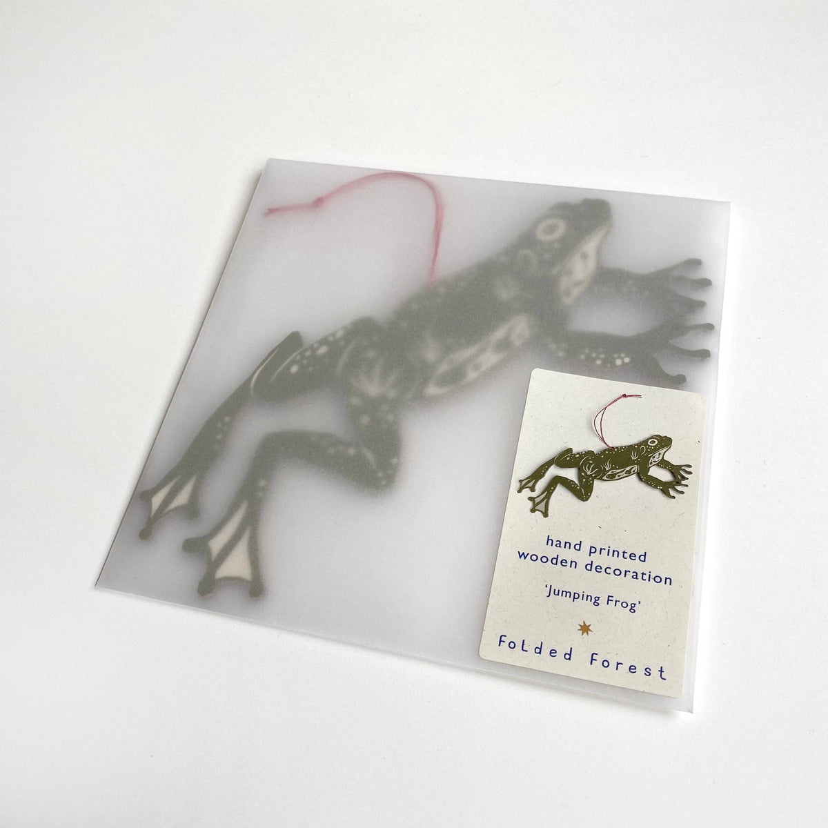 Jumping Frog - Screen Printed Wooden Ornament