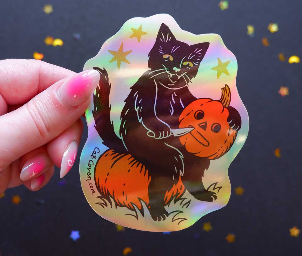 Pumpkin Carver Holographic Sticker