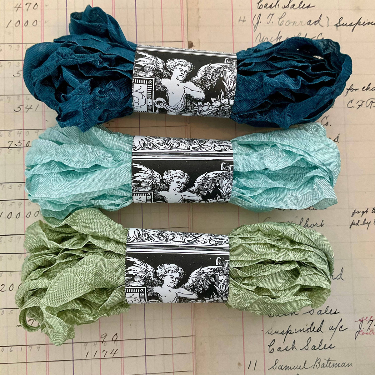 5 Yard Boho Crinkled Ribbon Set - Pack of 7 Pheasant Colors