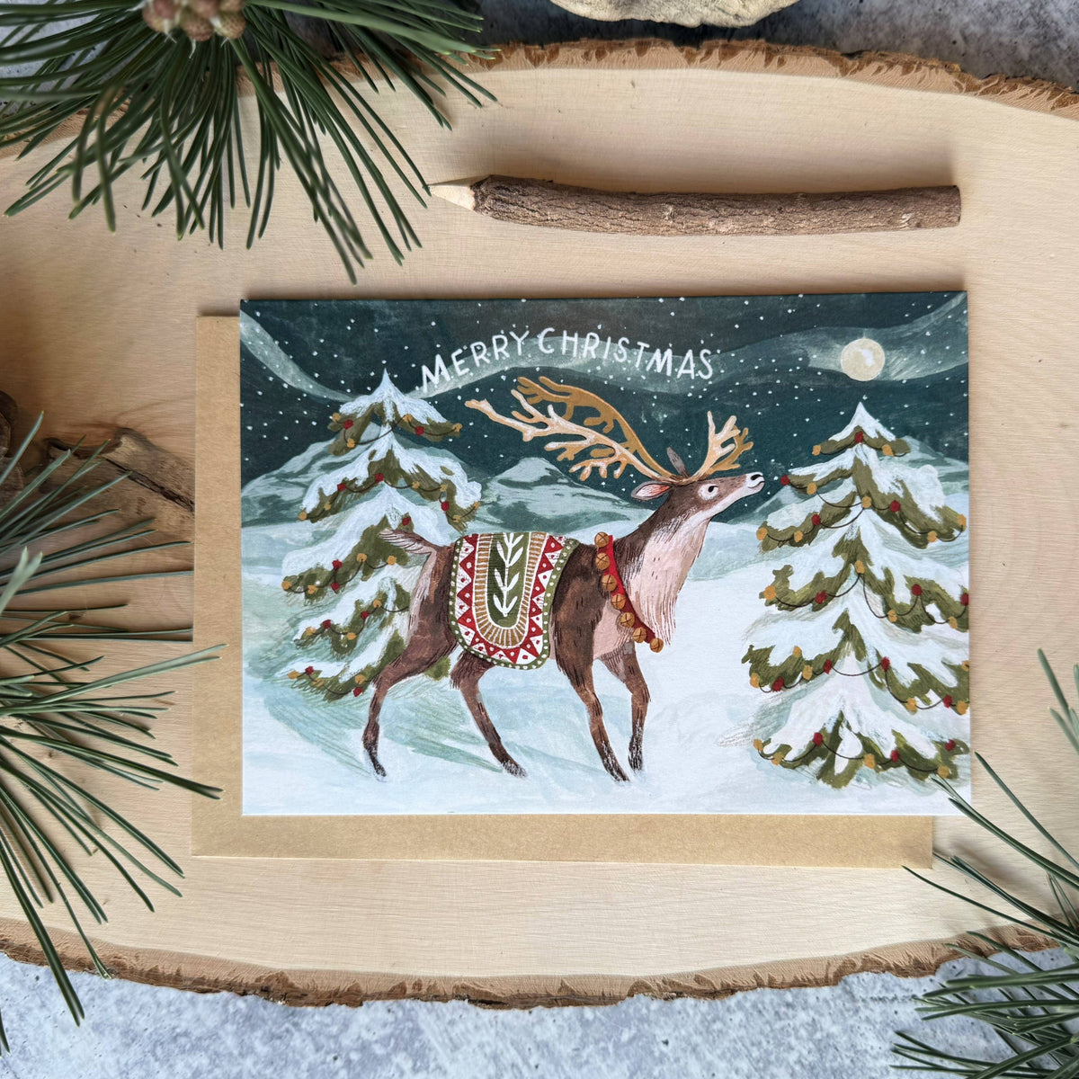 Reindeer Merry Christmas Card (or Box Set)