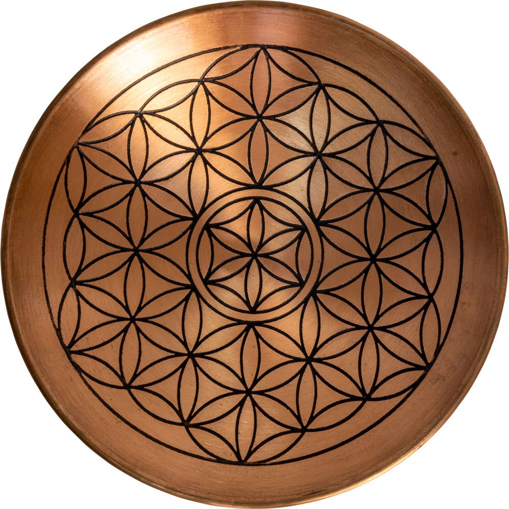 Copper Flower of Life Engraved Plate