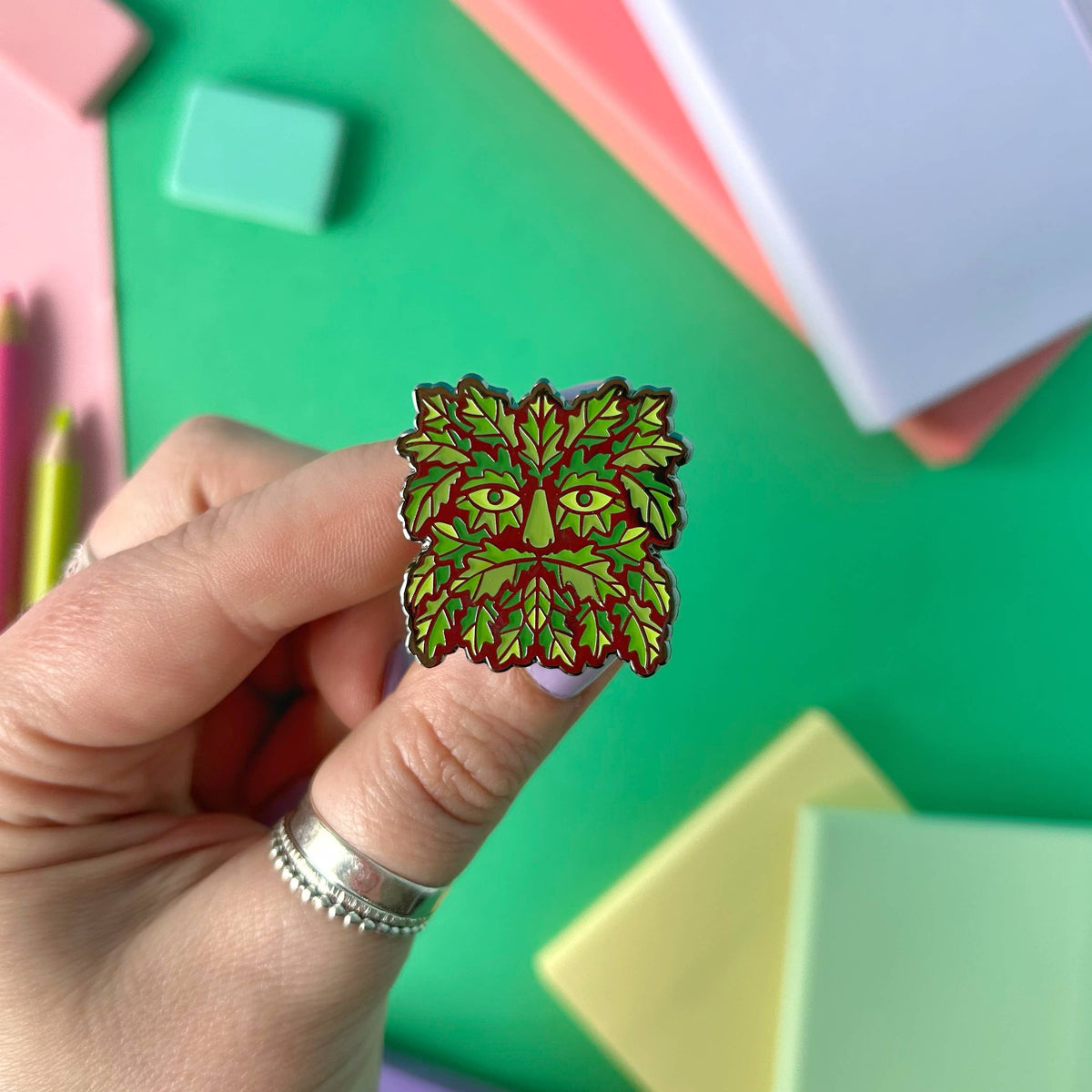 Green Man Pin