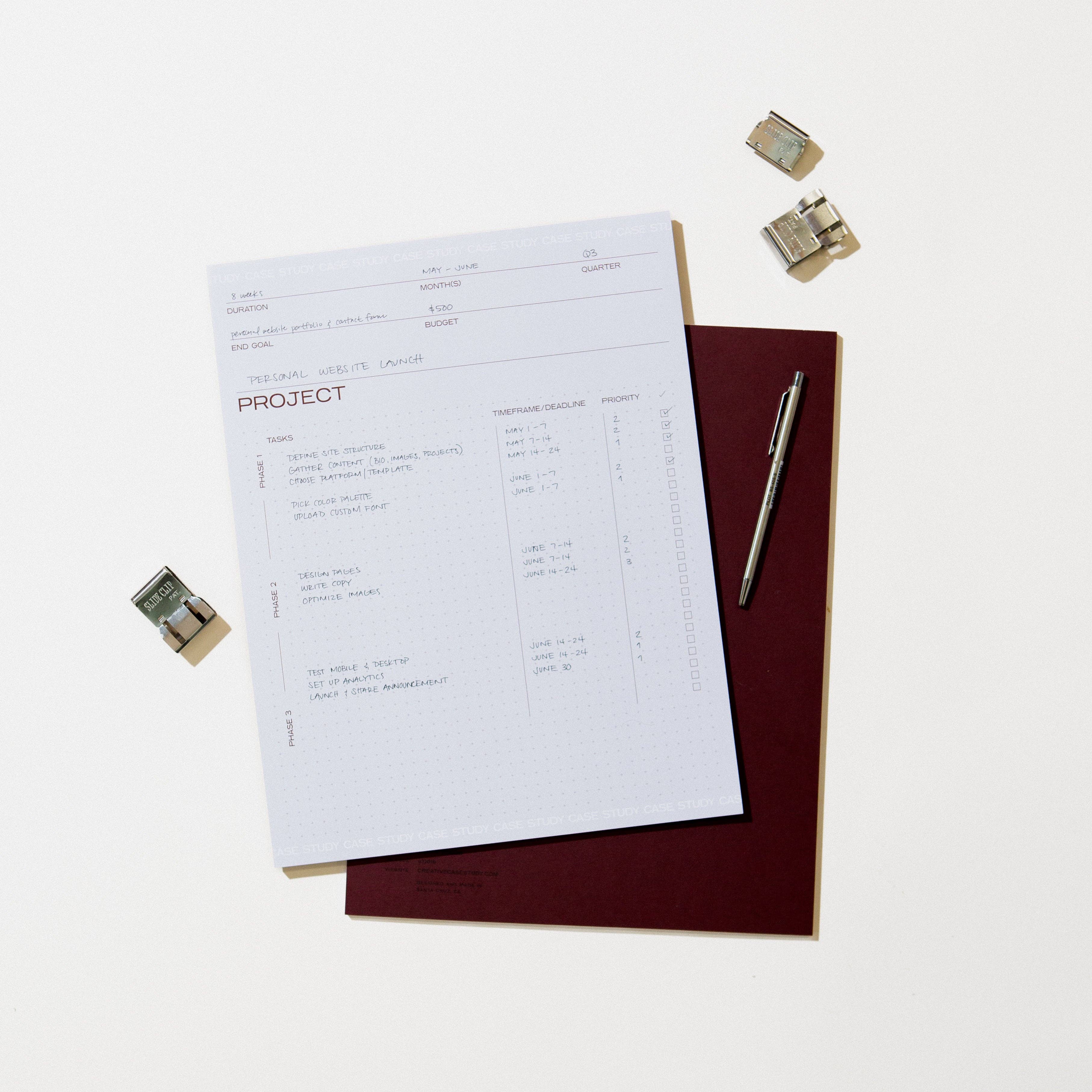 Utilitarian Project Planner Pad