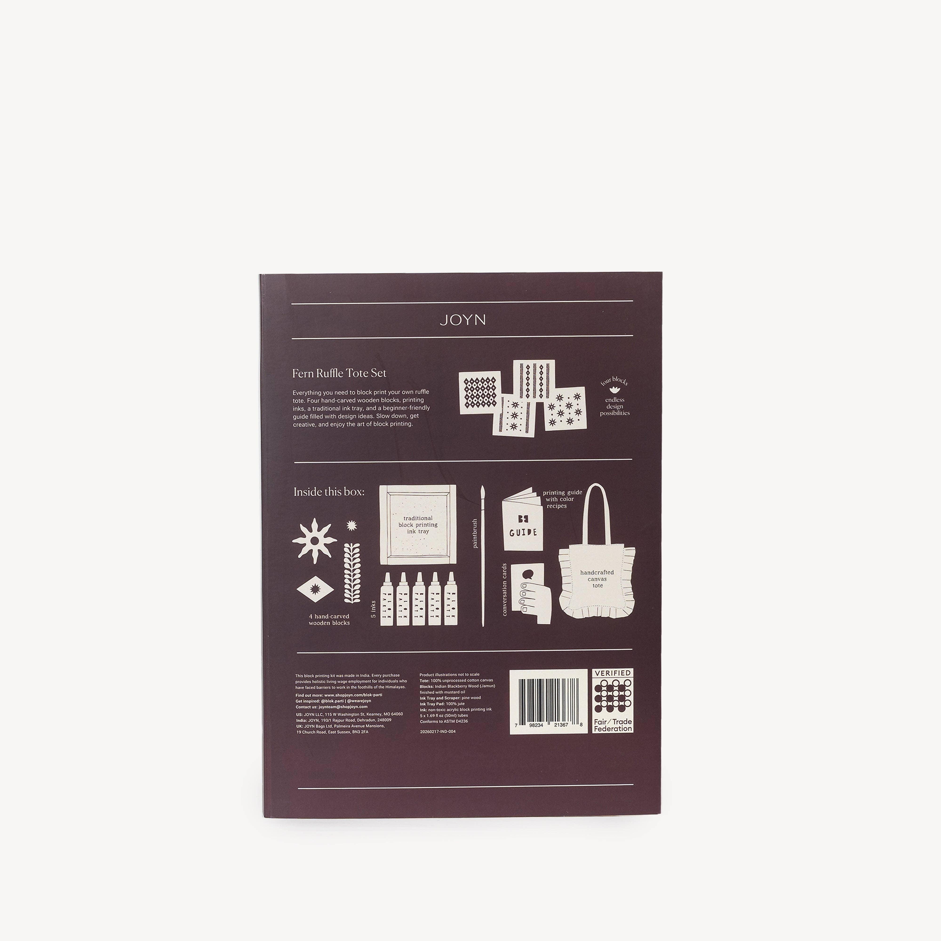 Block Printing Kit: Fern Ruffle Tote Set