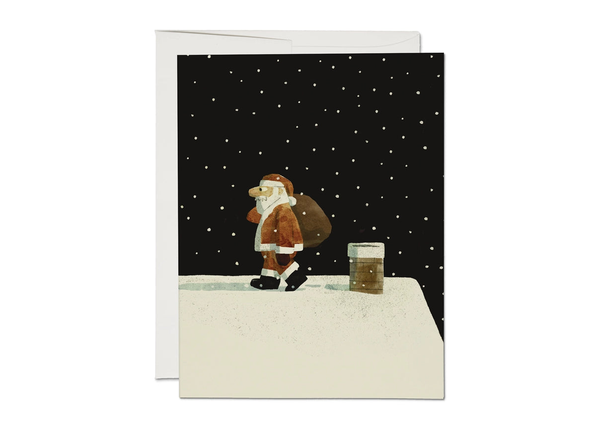 Up On The Housetop Santa Holiday Card