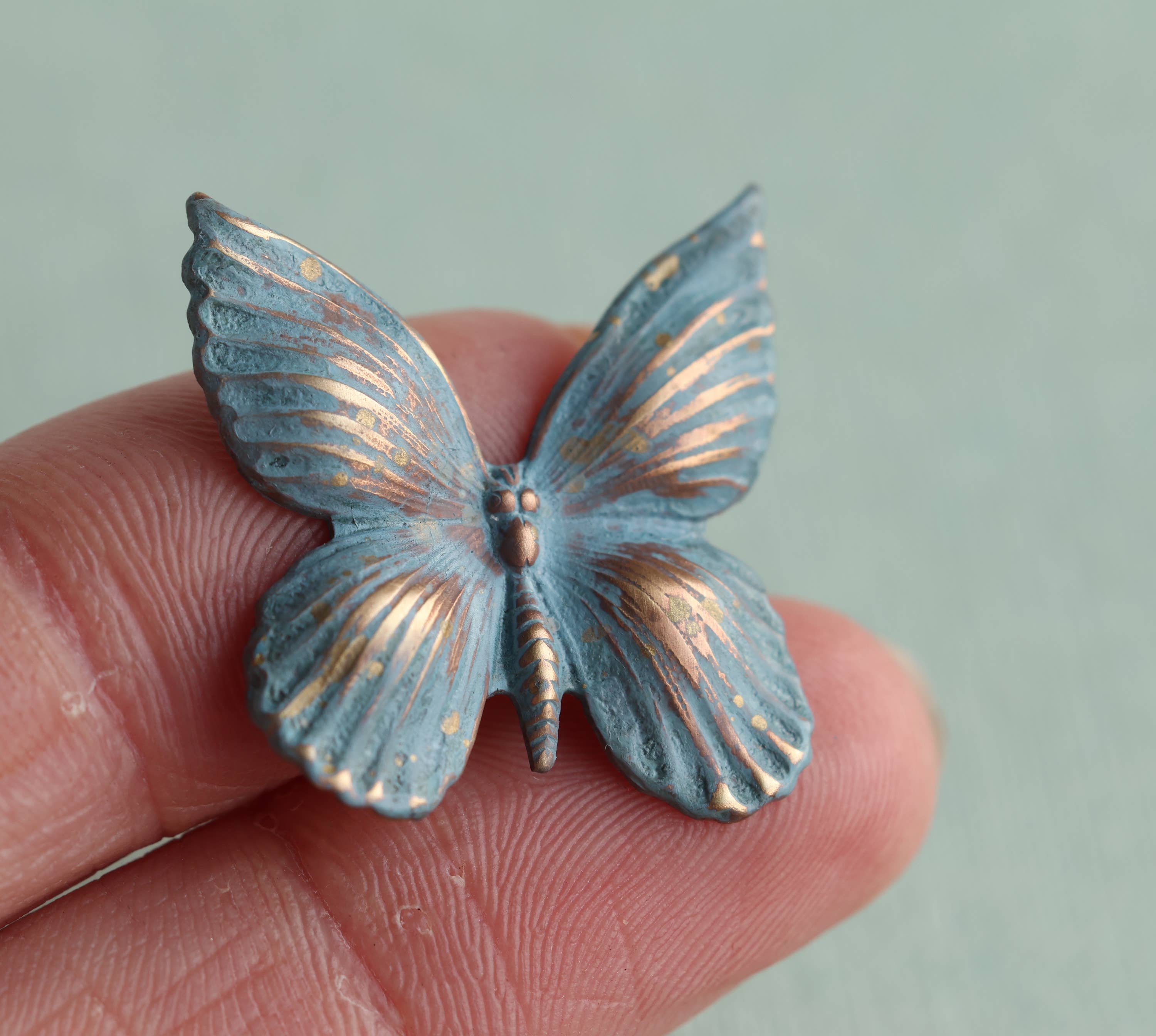 Purple Enamel Copper Butterfly Brooch