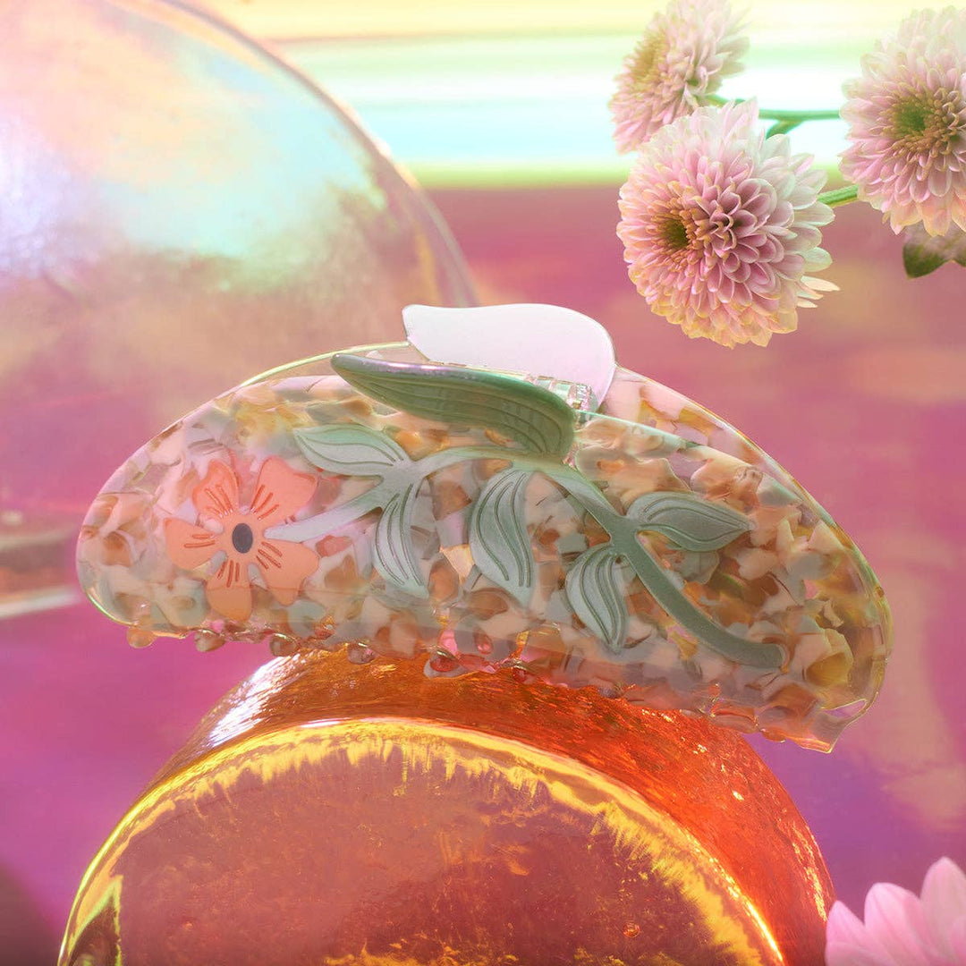 Hesperides Orange Floral Large Hair Claw Clip