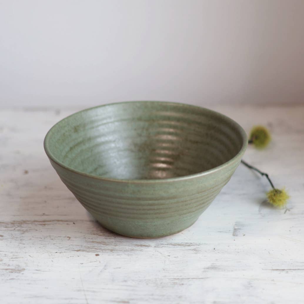 Handmade Ceramic Large Serving Bowl - Sage Green