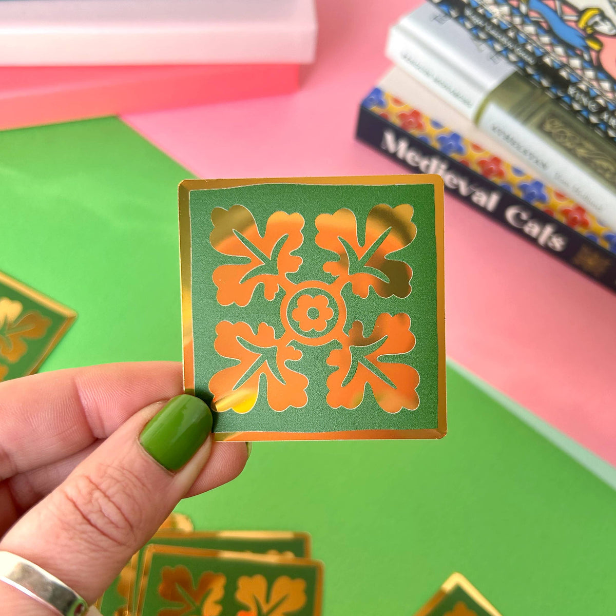 Medieval Leaf Gold Foil Tile Sticker
