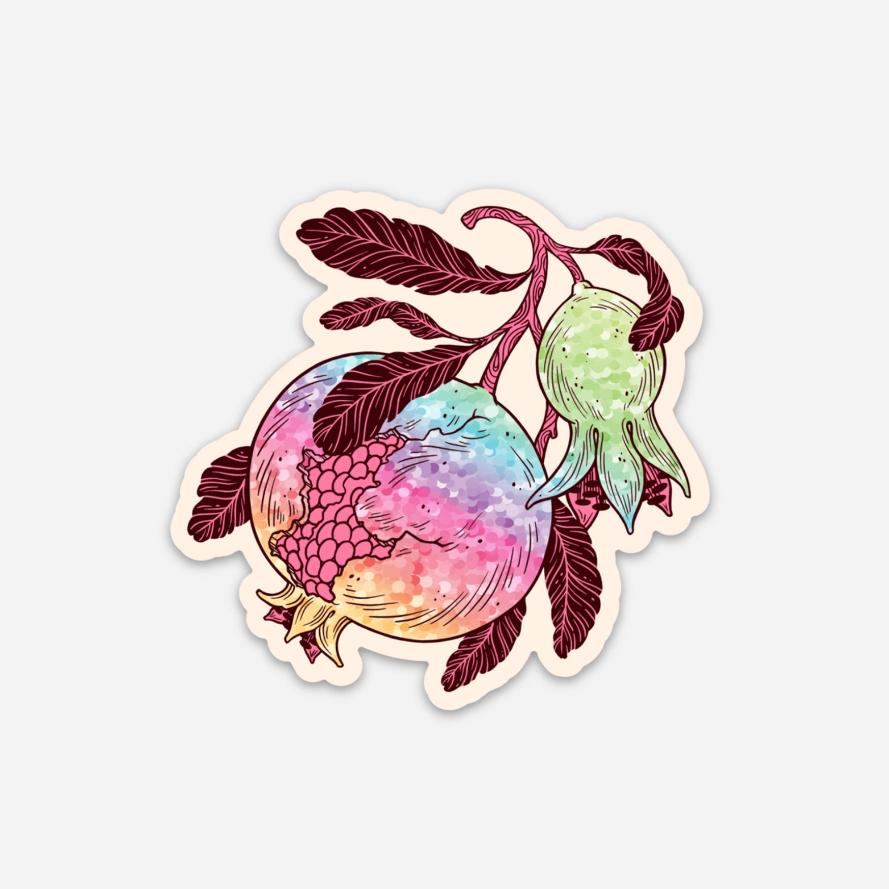 Sacred Glitter Pomegranate Sticker