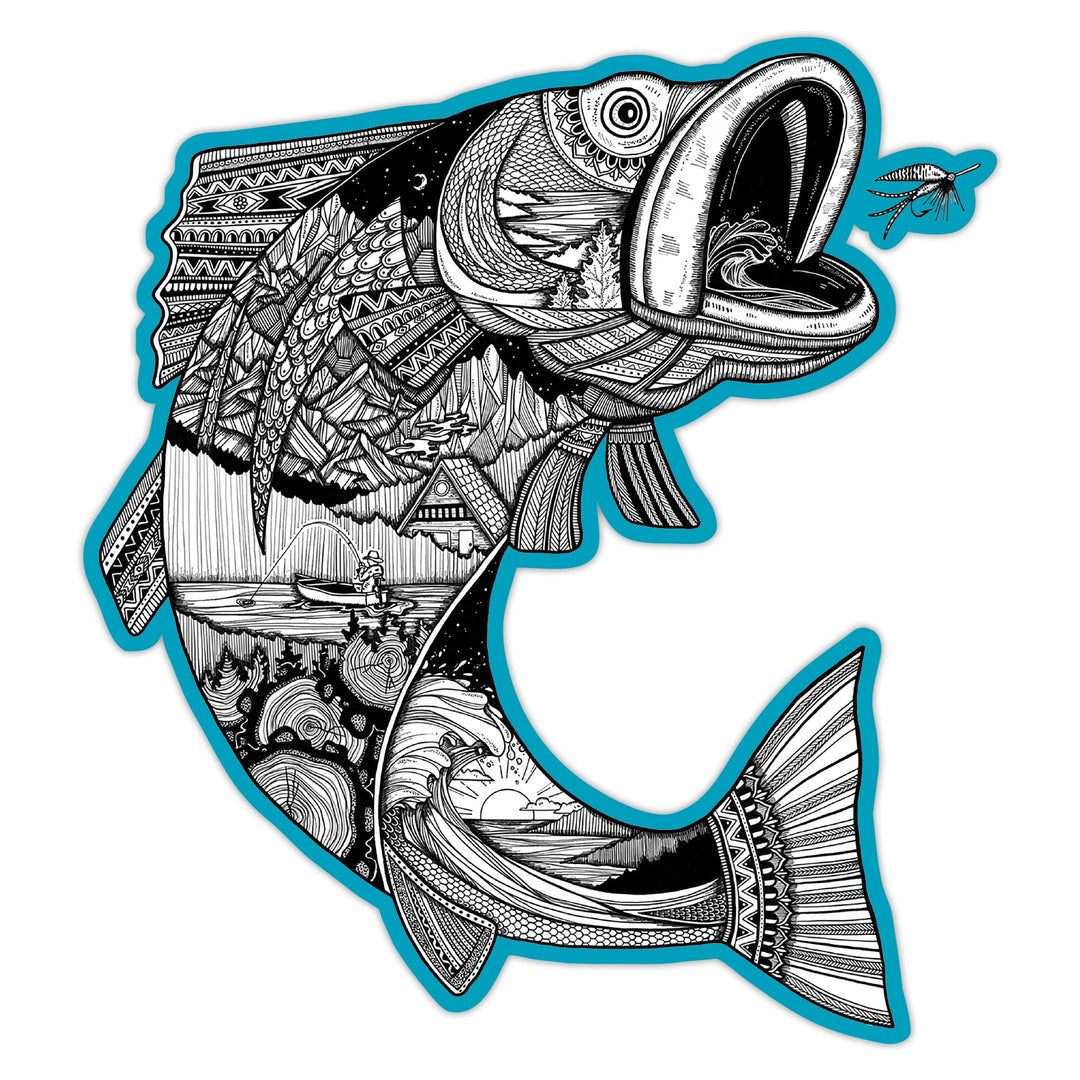 Fishing Zentangle Sticker