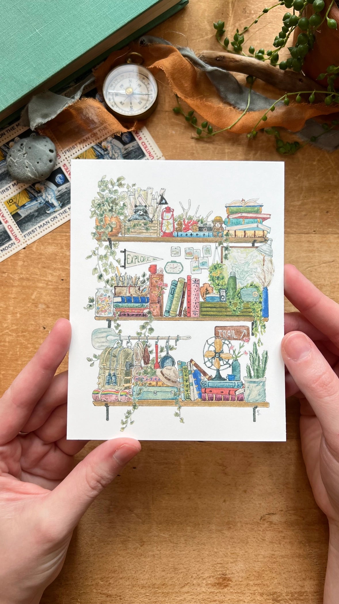 Shelves of Whimsical Occupations Postcards - 24 Options