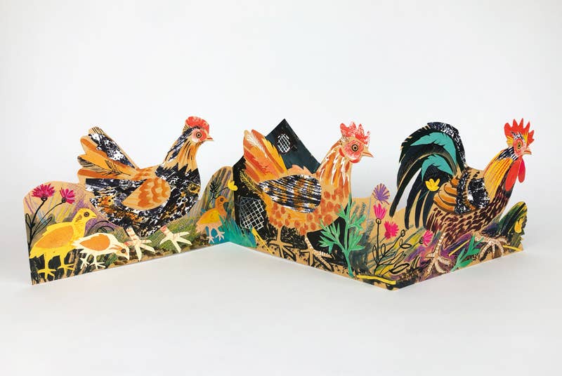 Chickens Collage Concertina Card
