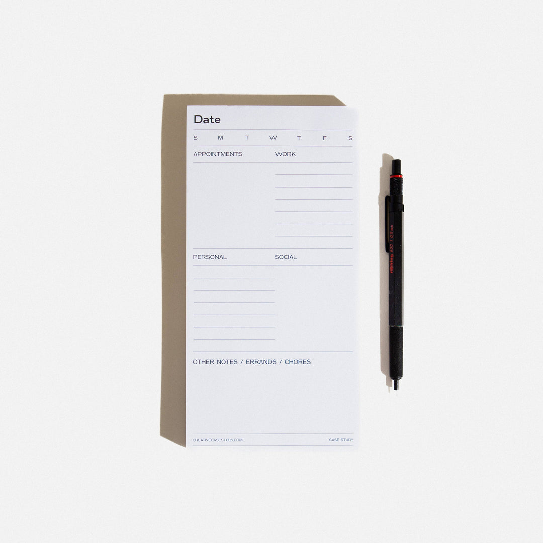 Utilitarian Daily Task Planner Notepad - White/Grey