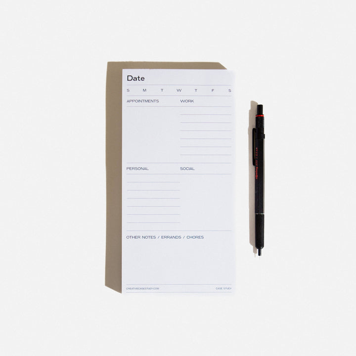 Utilitarian Daily Task Planner Notepad - White/Grey