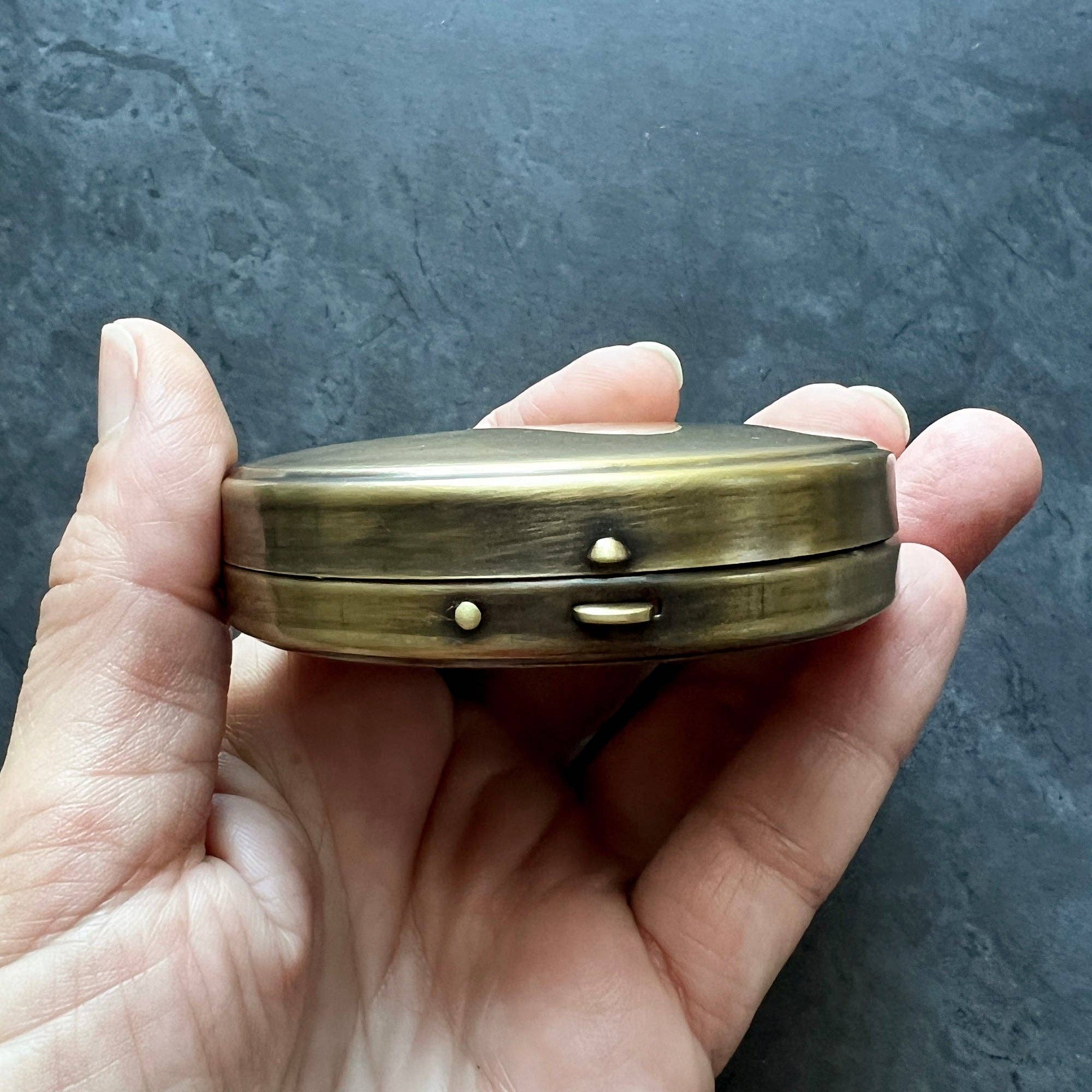 Large Round Brass Trinket Box