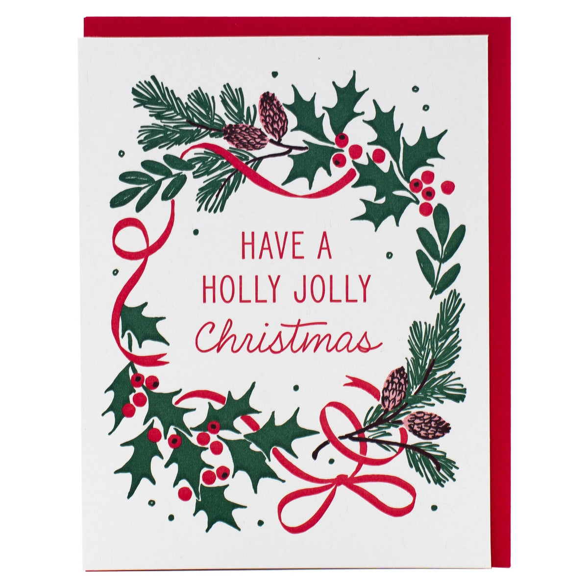 Holly Jolly Wreath Christmas Card