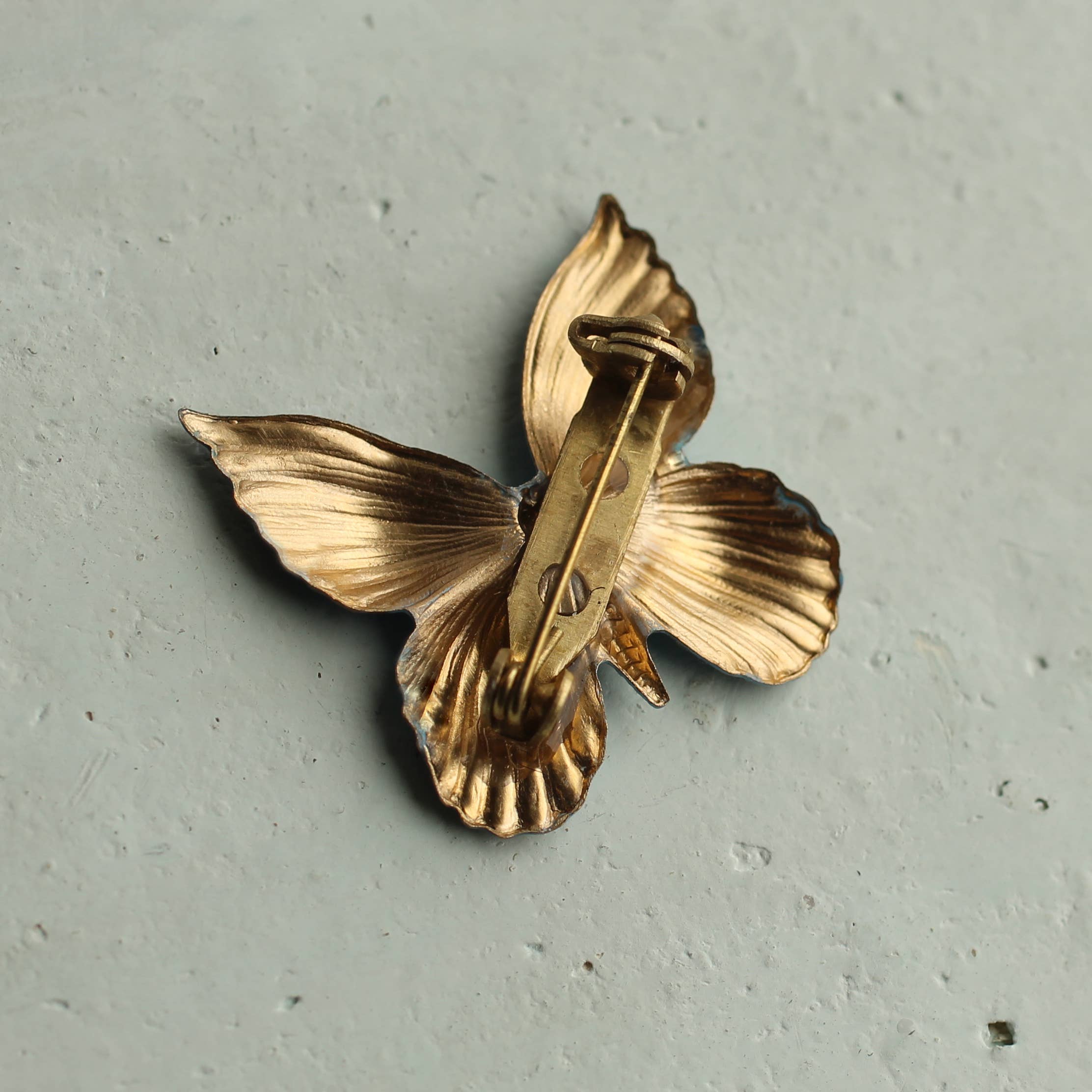 Purple Enamel Copper Butterfly Brooch