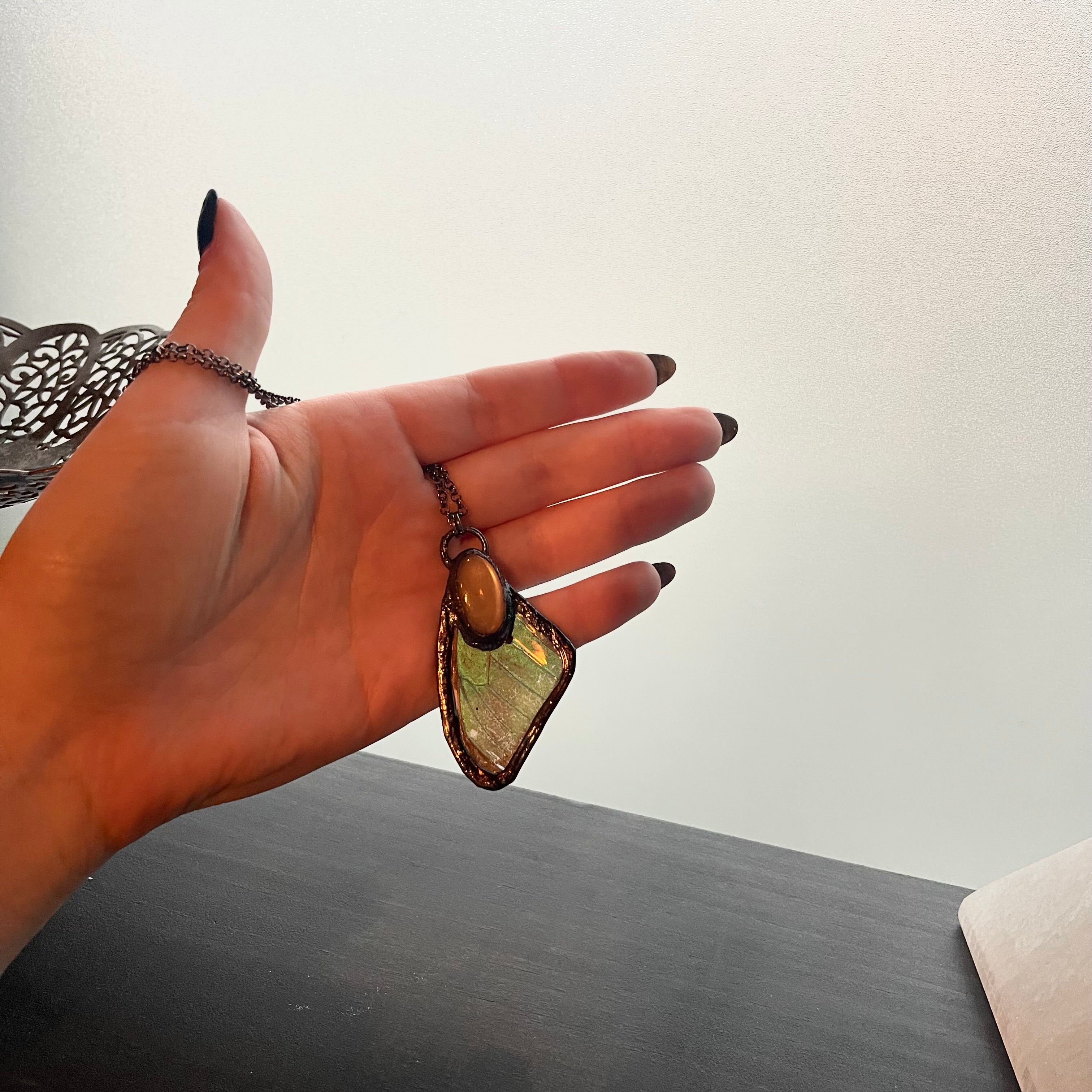 Butterfly Wing and Crystal Necklaces