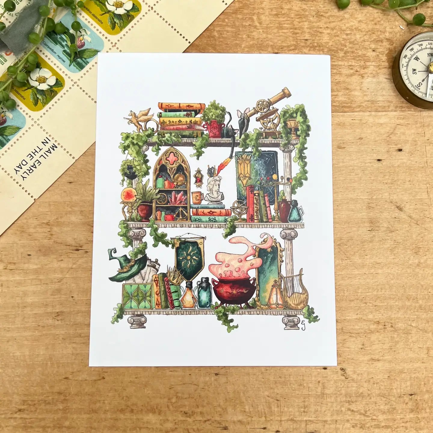 Shelves of Whimsical Occupations Postcards - 24 Options