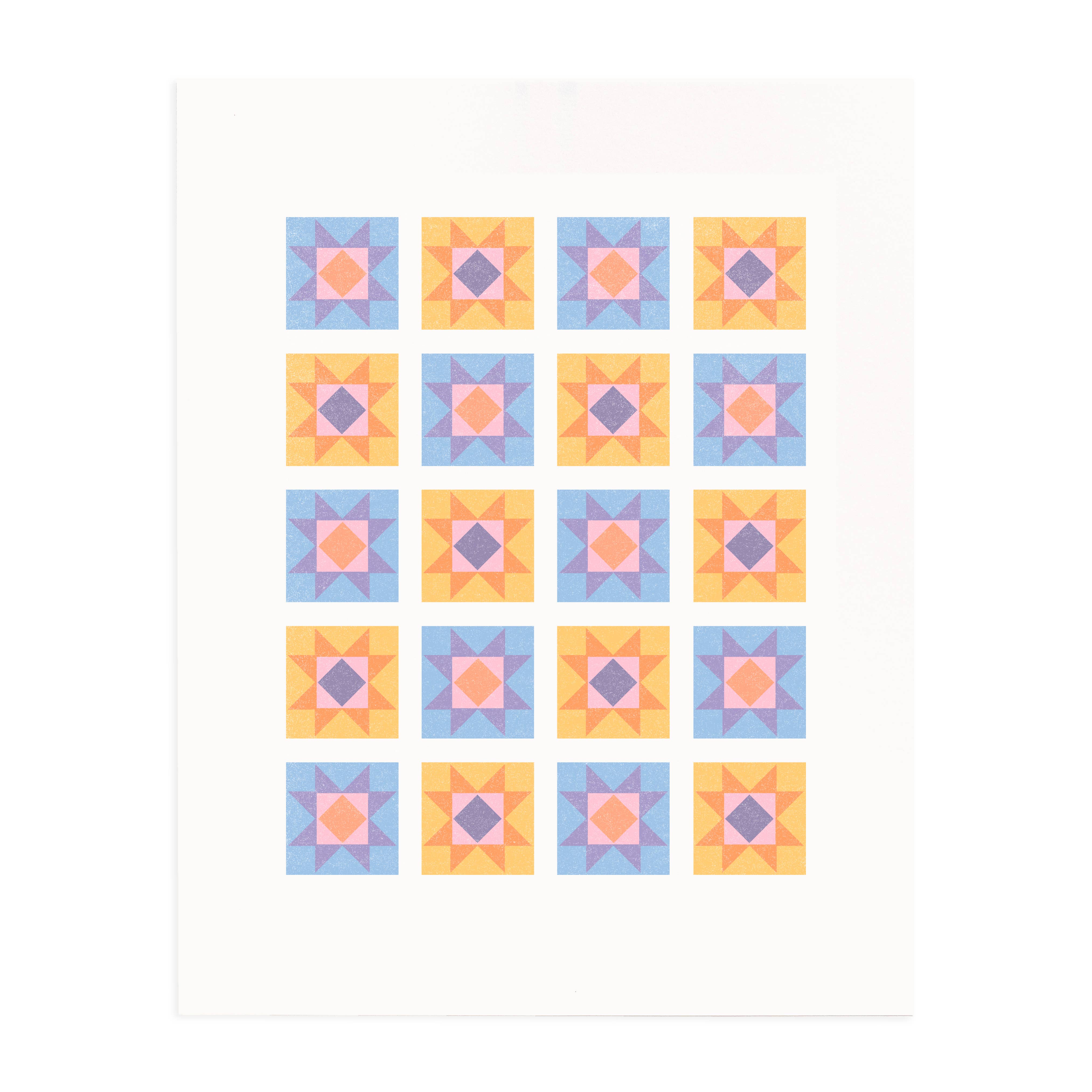 Quilt Blocks - 11x14 Risograph Art Print