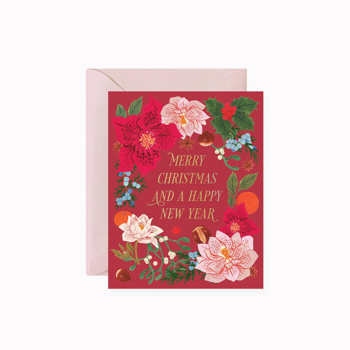 Winter Harvest Poinsettia Christmas Card