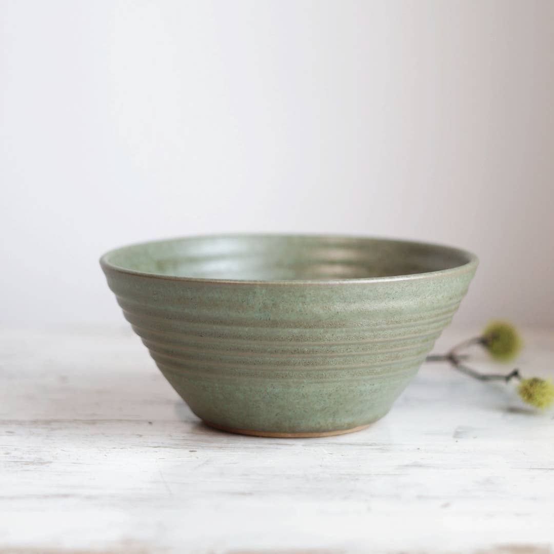Handmade Ceramic Large Serving Bowl - Sage Green