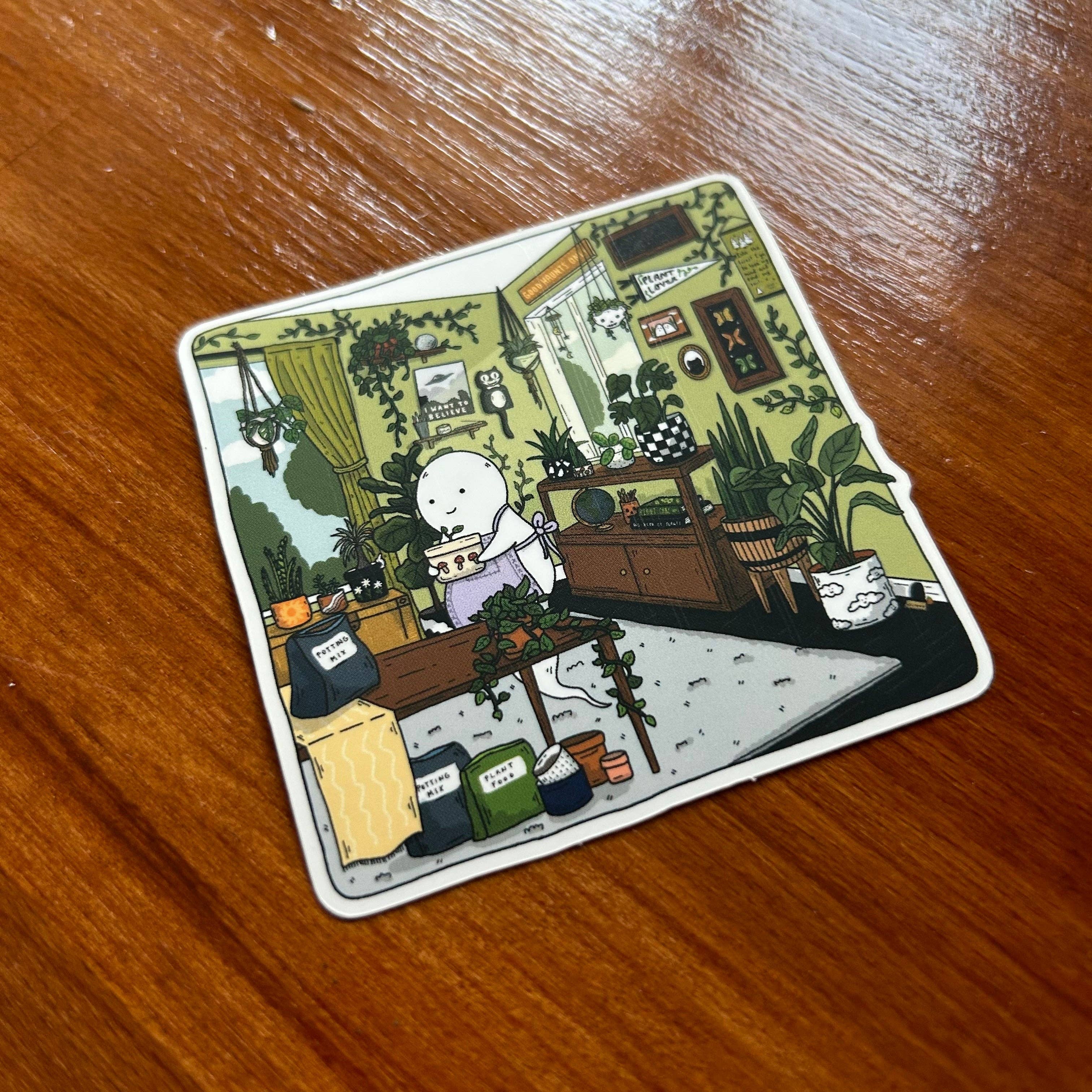 Plant-Loving Ghostie Sticker