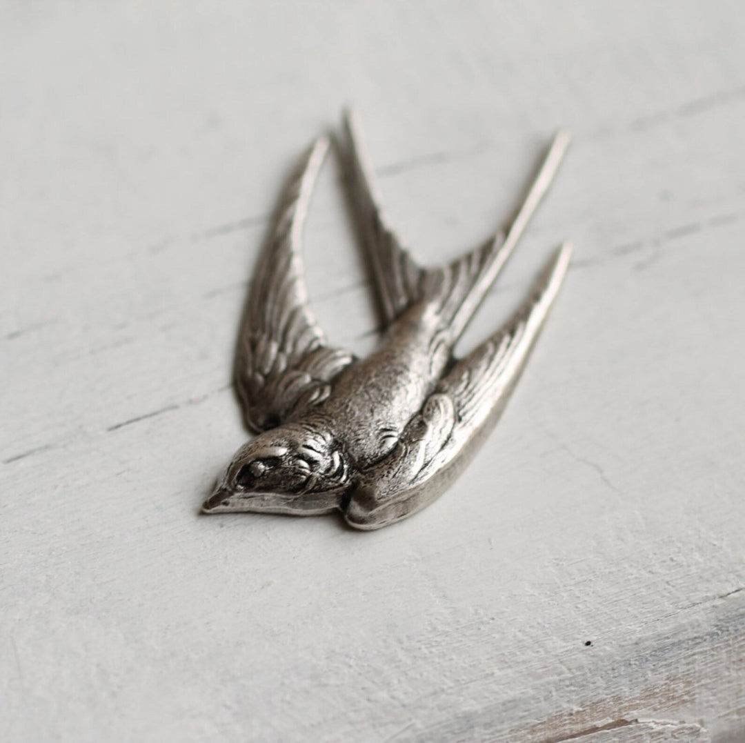 Silver Swallow Brooch