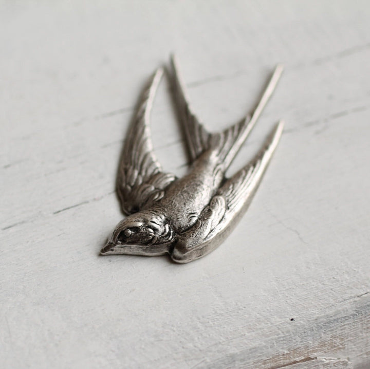 Silver Swallow Brooch