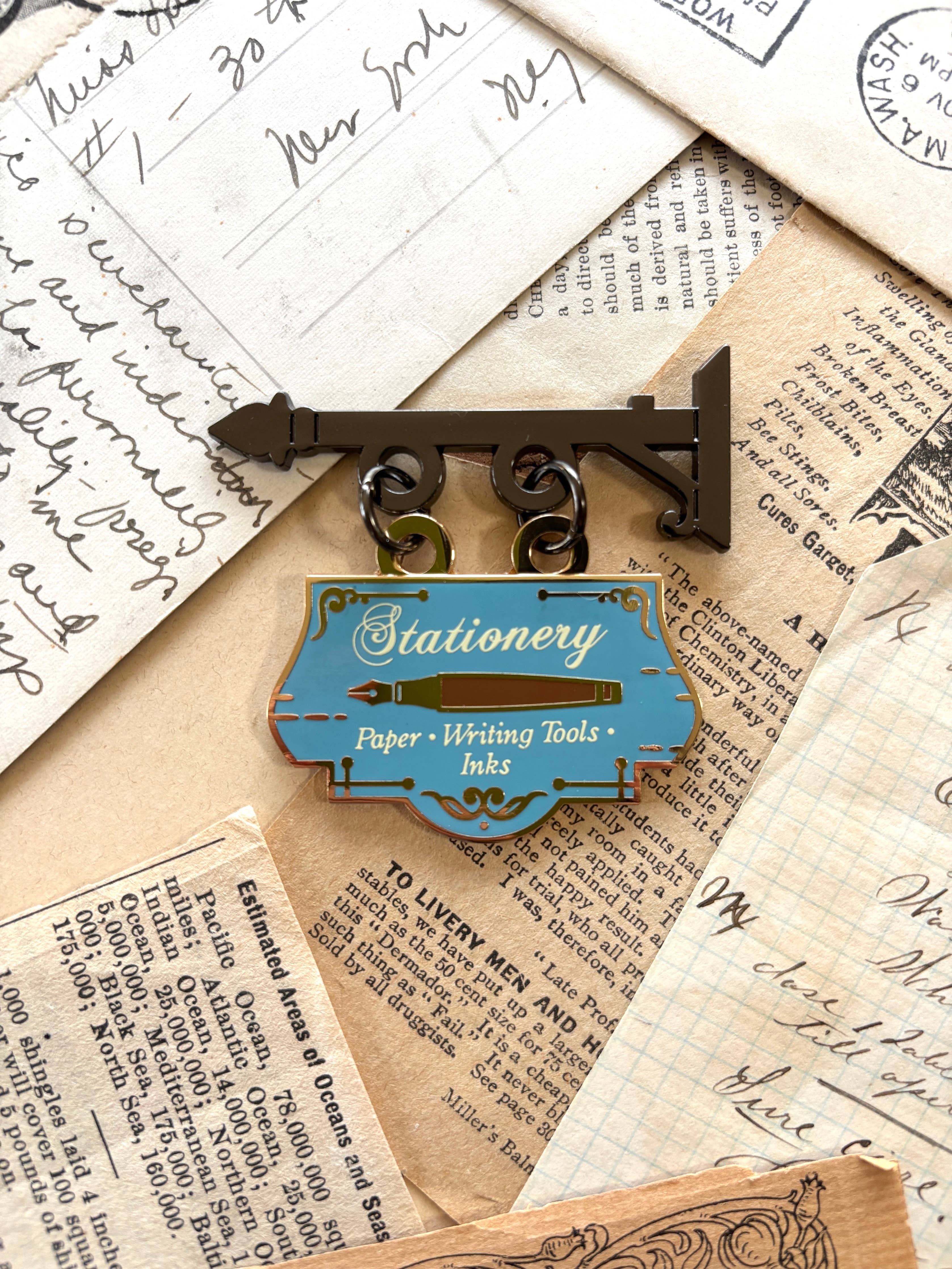 Stationery Store Sign Pin
