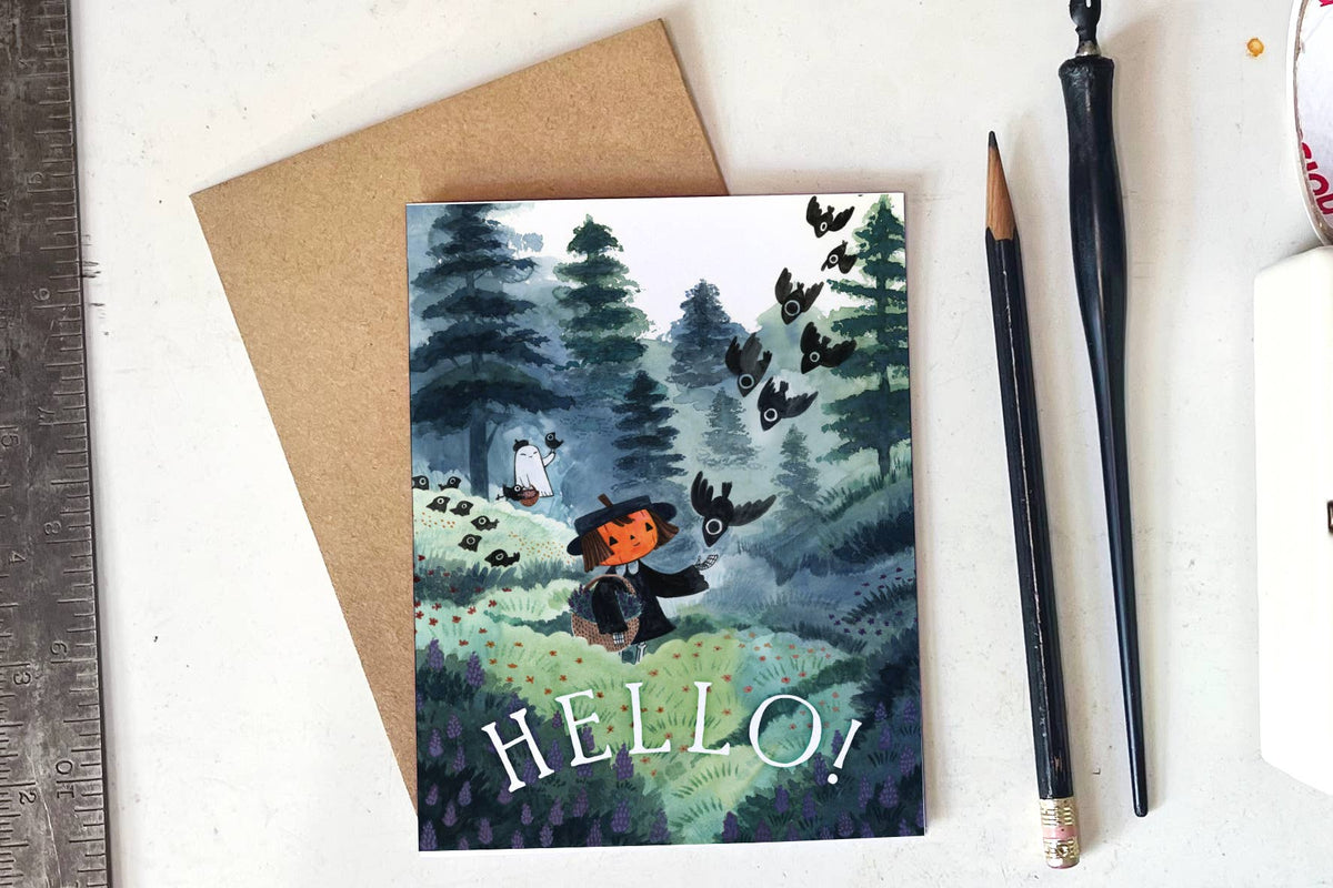 Hello Visiting Crows Card